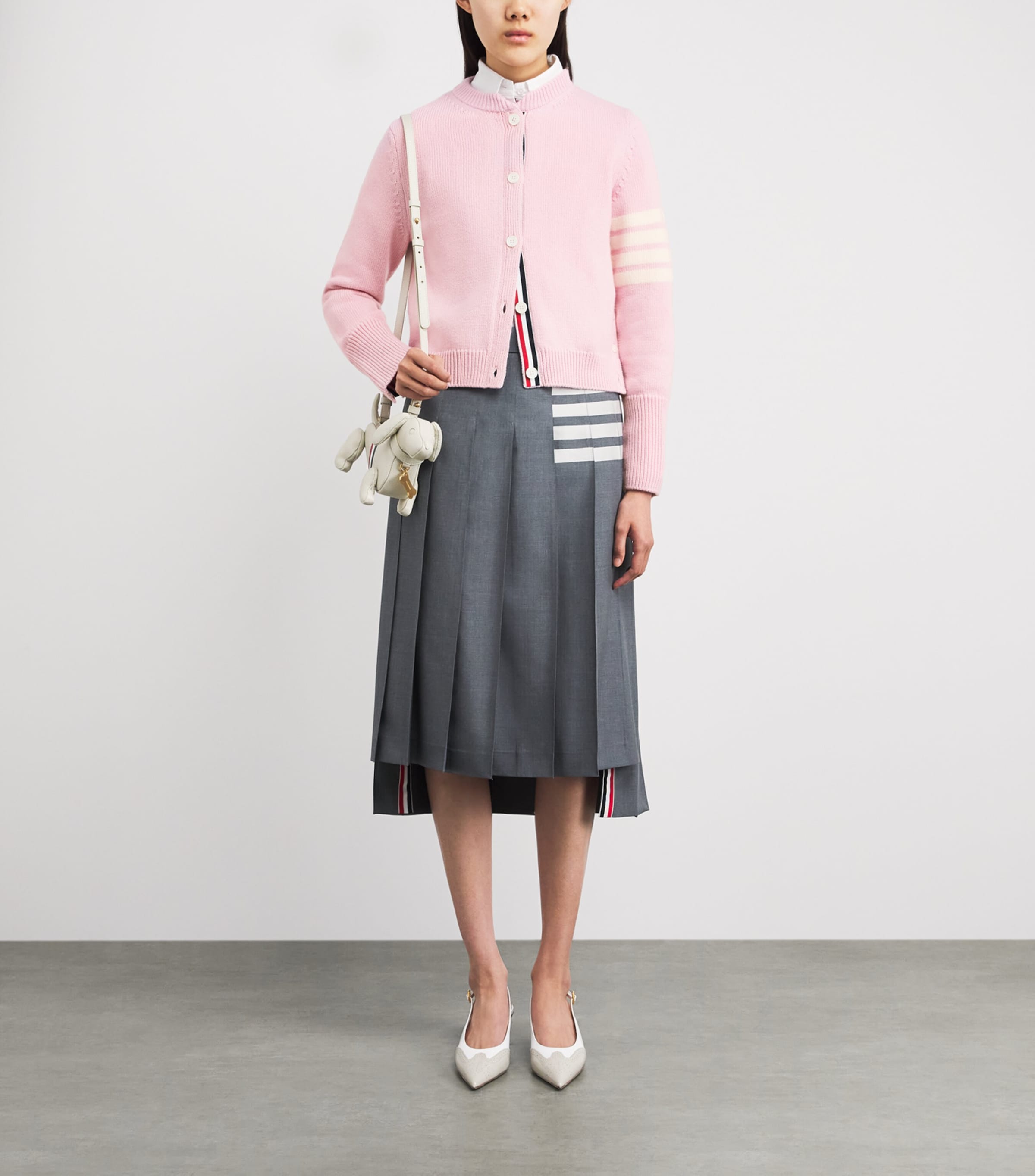 Wool Hector 4-Bar Cardigan LIGHT PINK Image 2