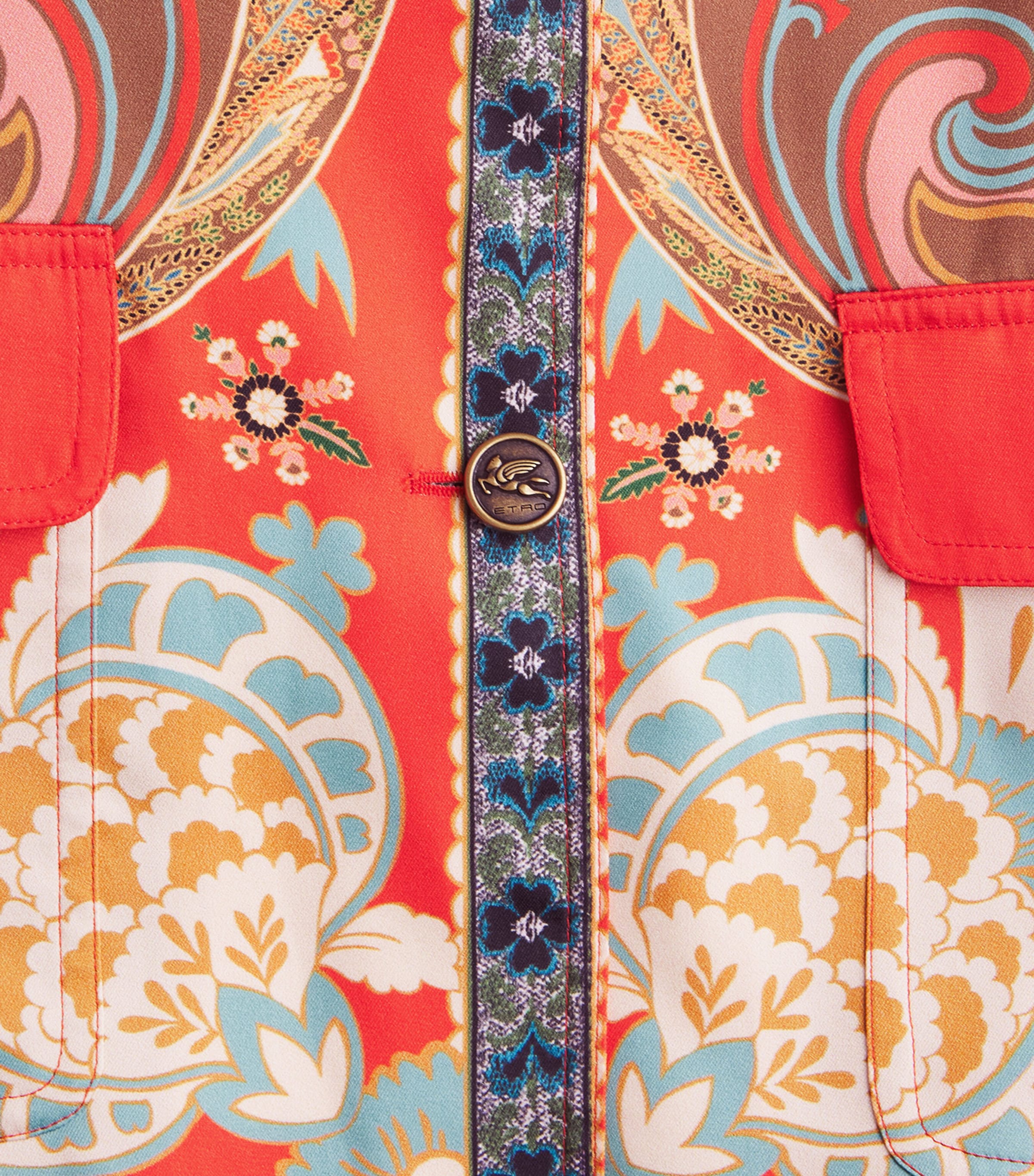 Etro Womens Paisley Belted Overshirt Blue Print Image 6