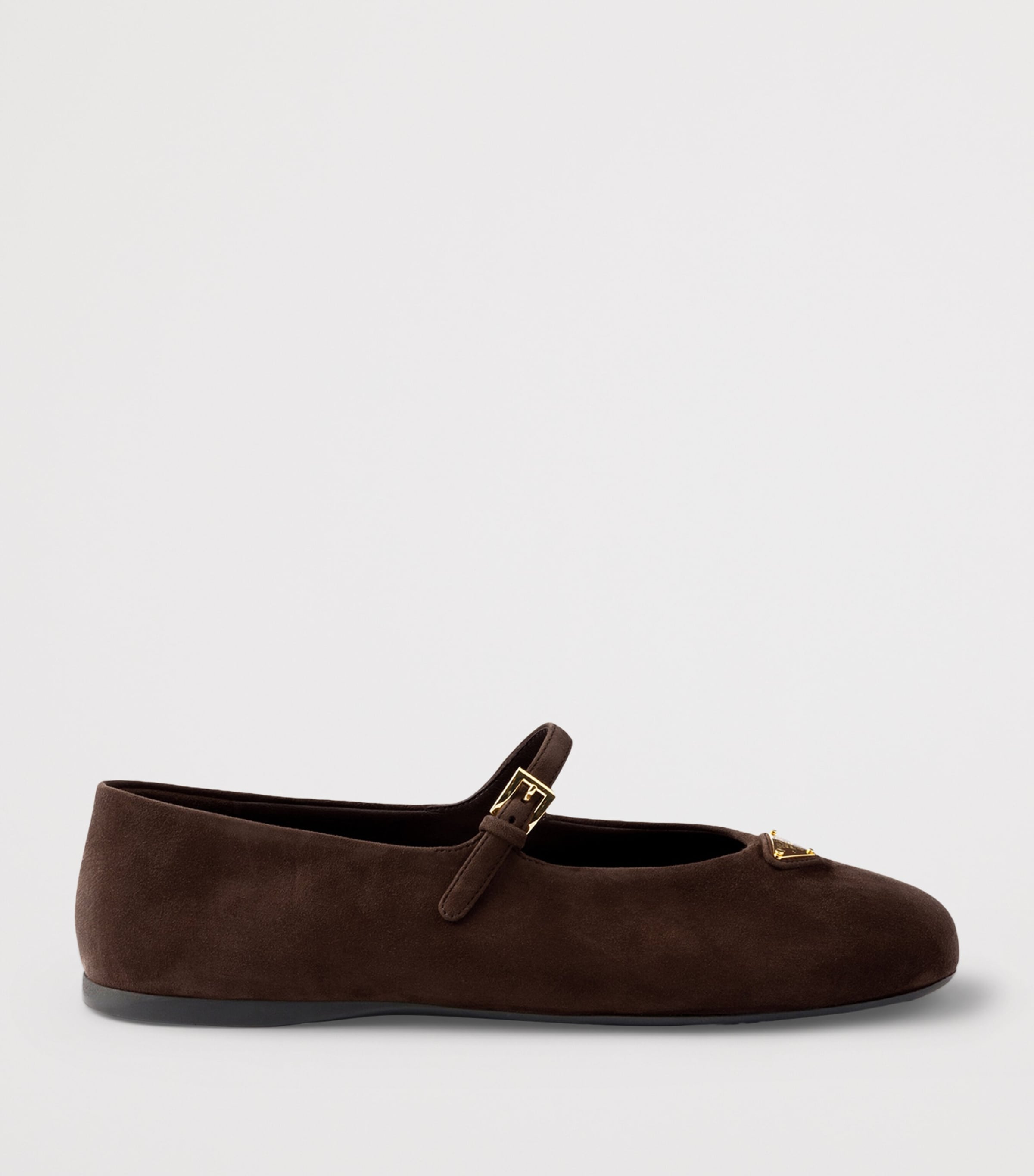 Prada Suede Logo Ballet Flats Brown Image 2
