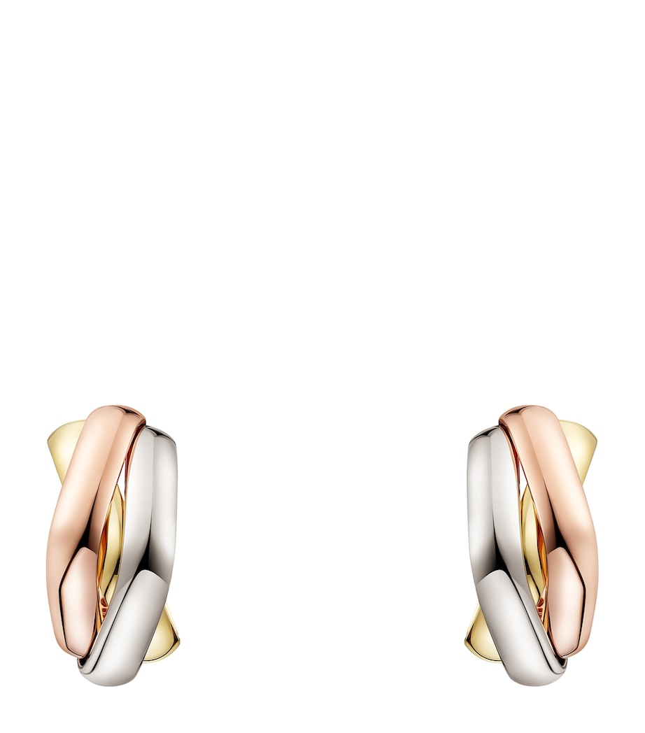 White, Rose and Yellow Gold Trinity Box Earrings WHITE GOLD Image 1