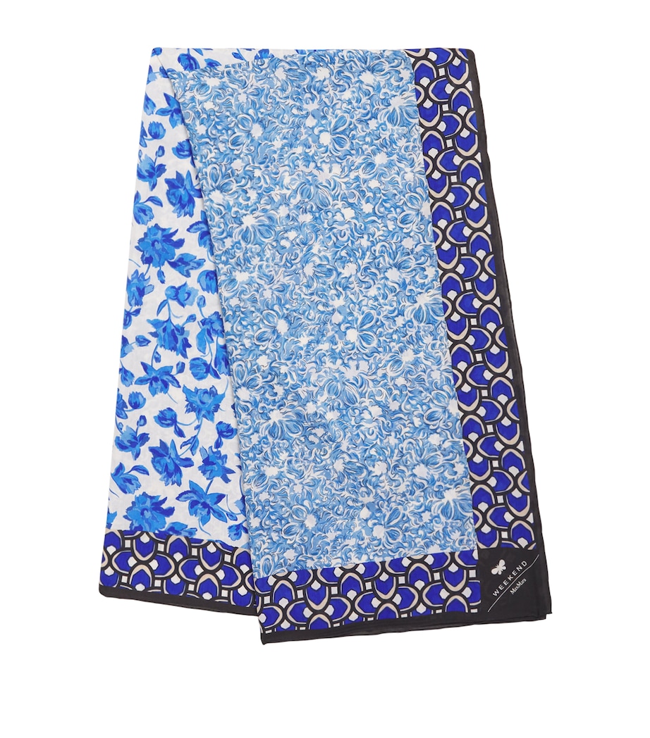 Modal-Silk Patterned Stole Scarf LIGHT BLUE Image 1