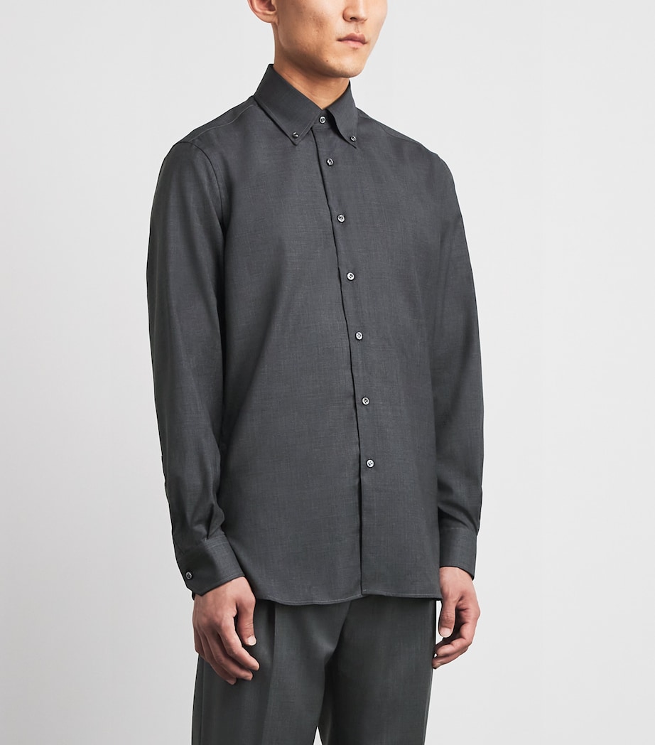 Pal Zileri Mens Wool Shirt Dark Grey Image 4