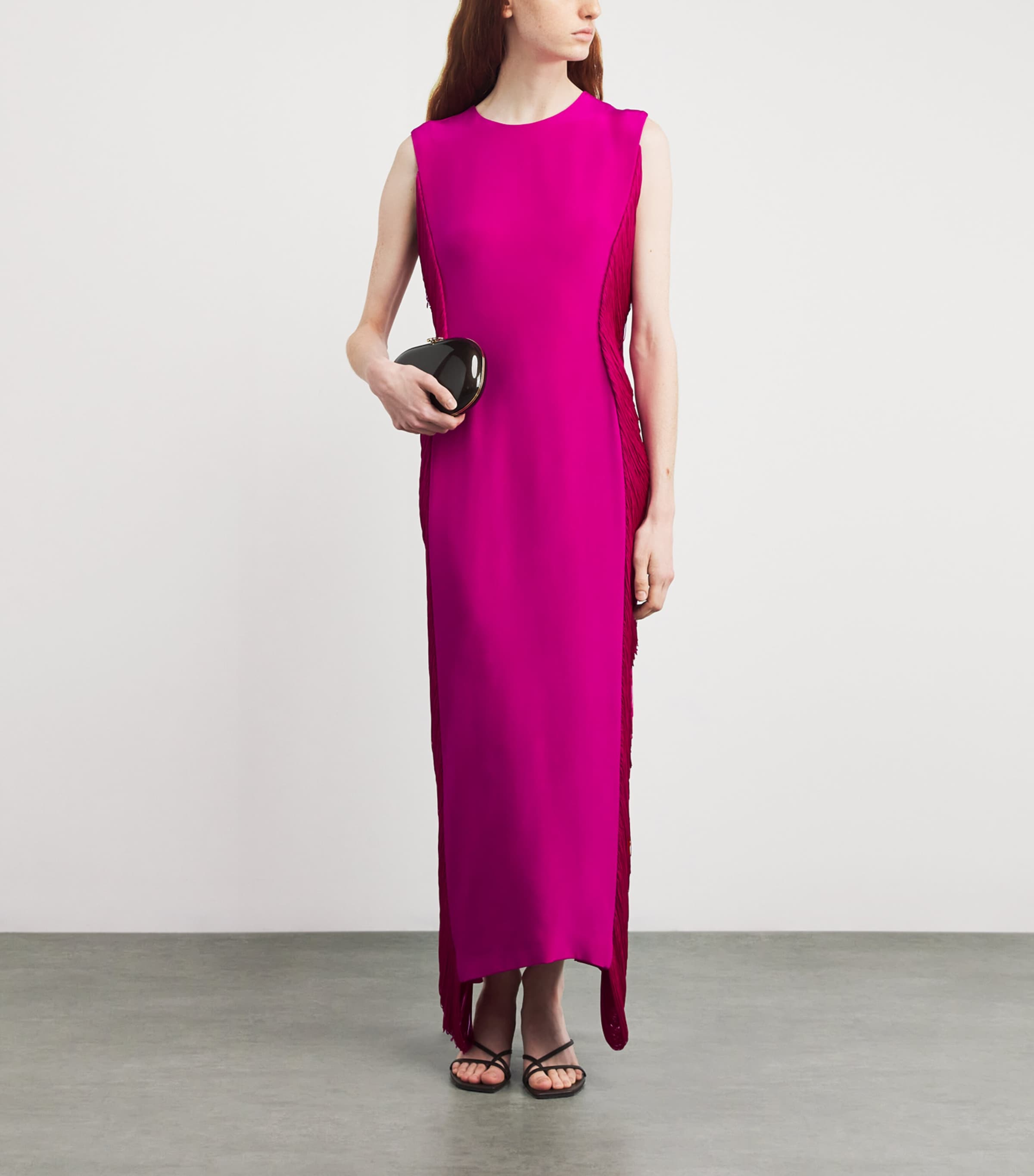 Silk Fringe Bianca Maxi Dress FUSCHIA Image 2
