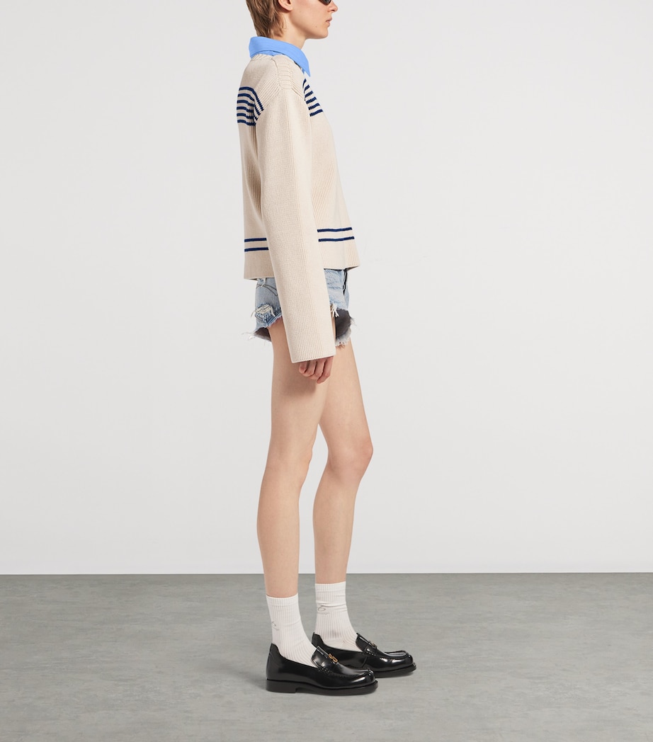 Balenciaga Womens Distressed Denim Shorts Image 4