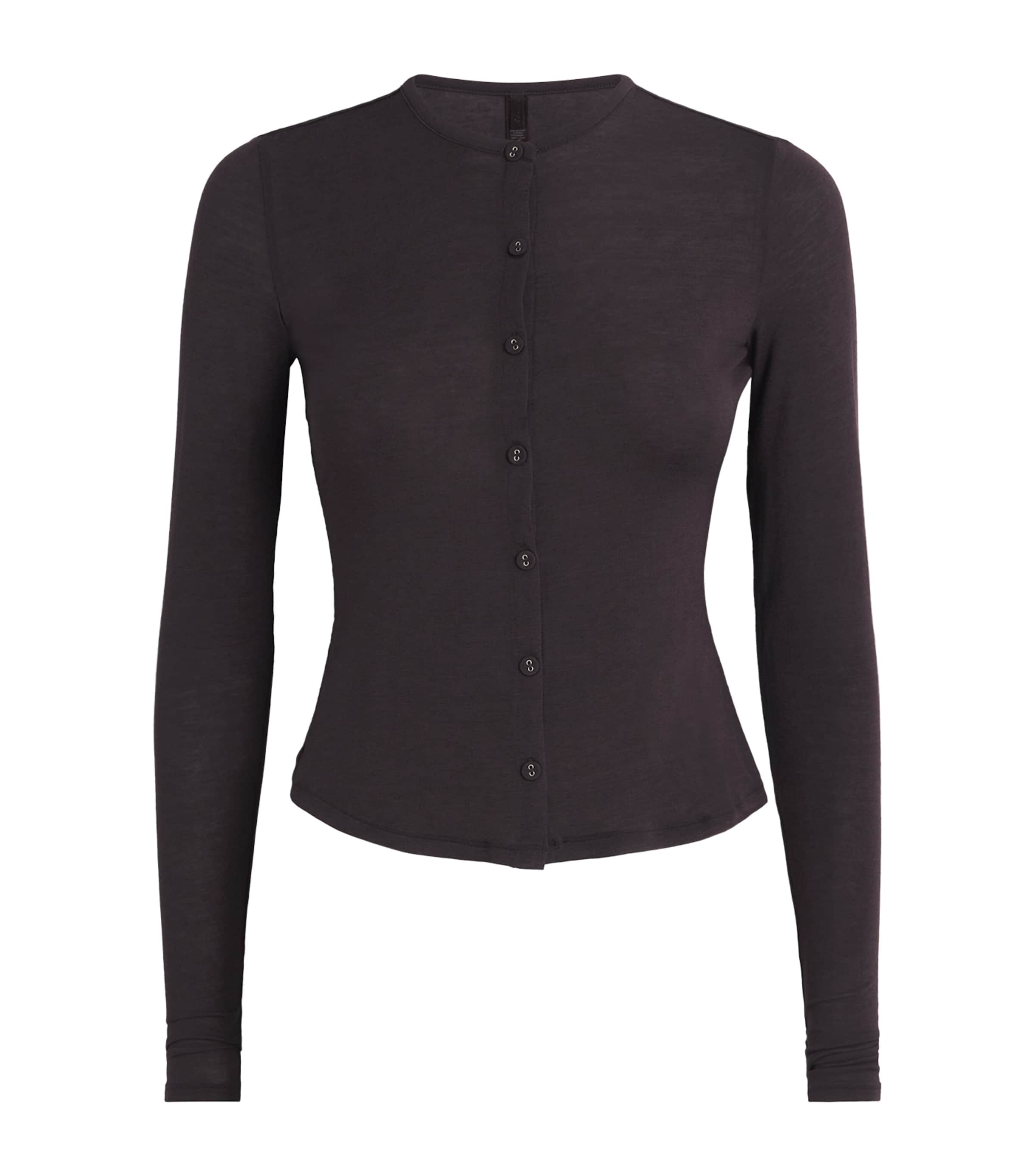 Skims Sheer Modal Cardigan In Burgundy