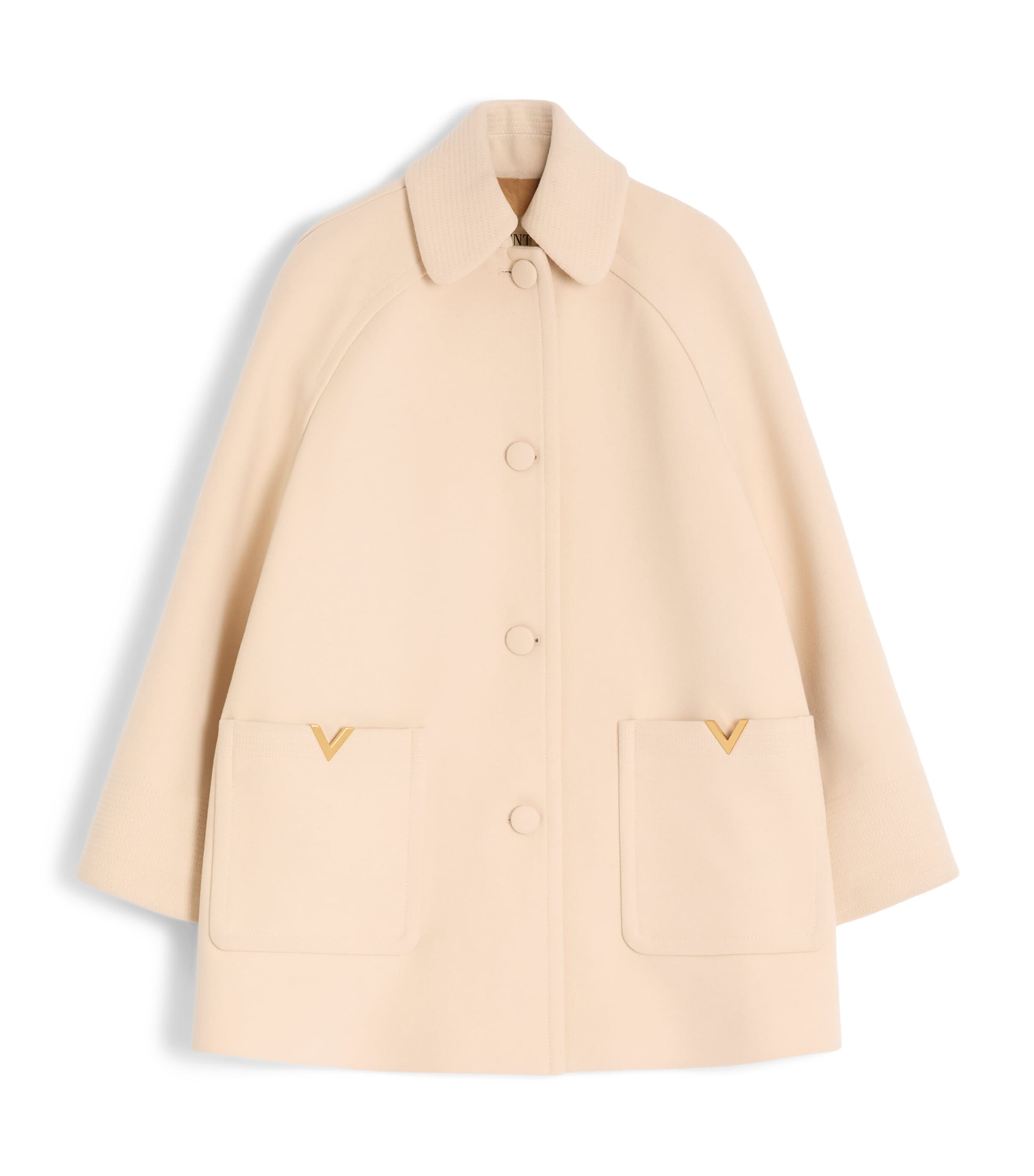 Valentino Wool Coat With Rounded Collar And Pockets In Animal Print