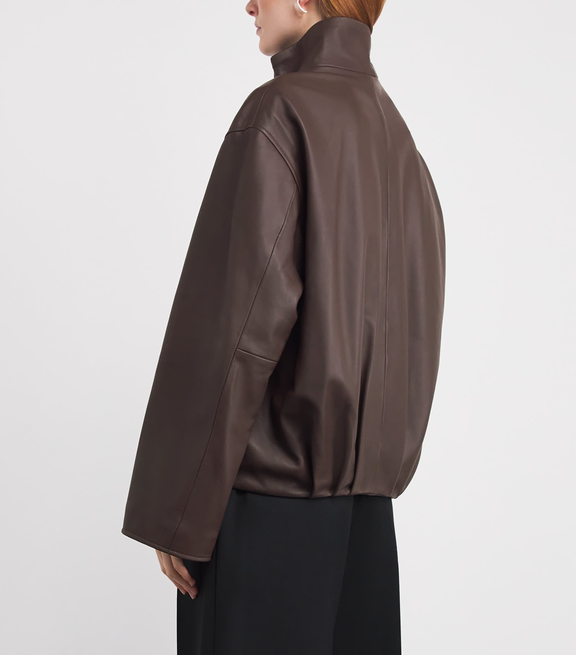 Lambskin Dahlia Bomber Jacket MARRONE Image 4