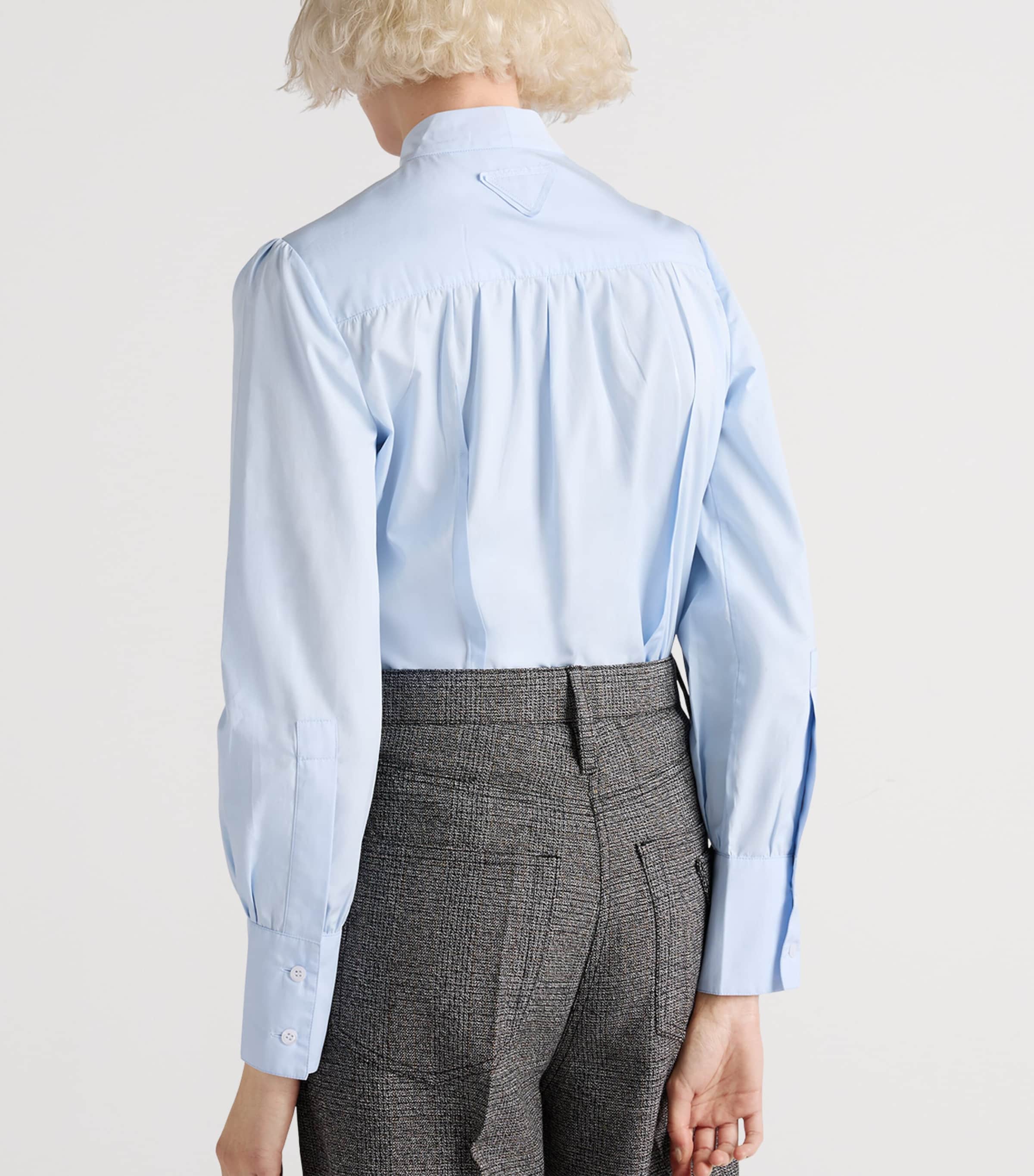 Prada Womens Cotton Poplin Pussybow Shirt Image 5