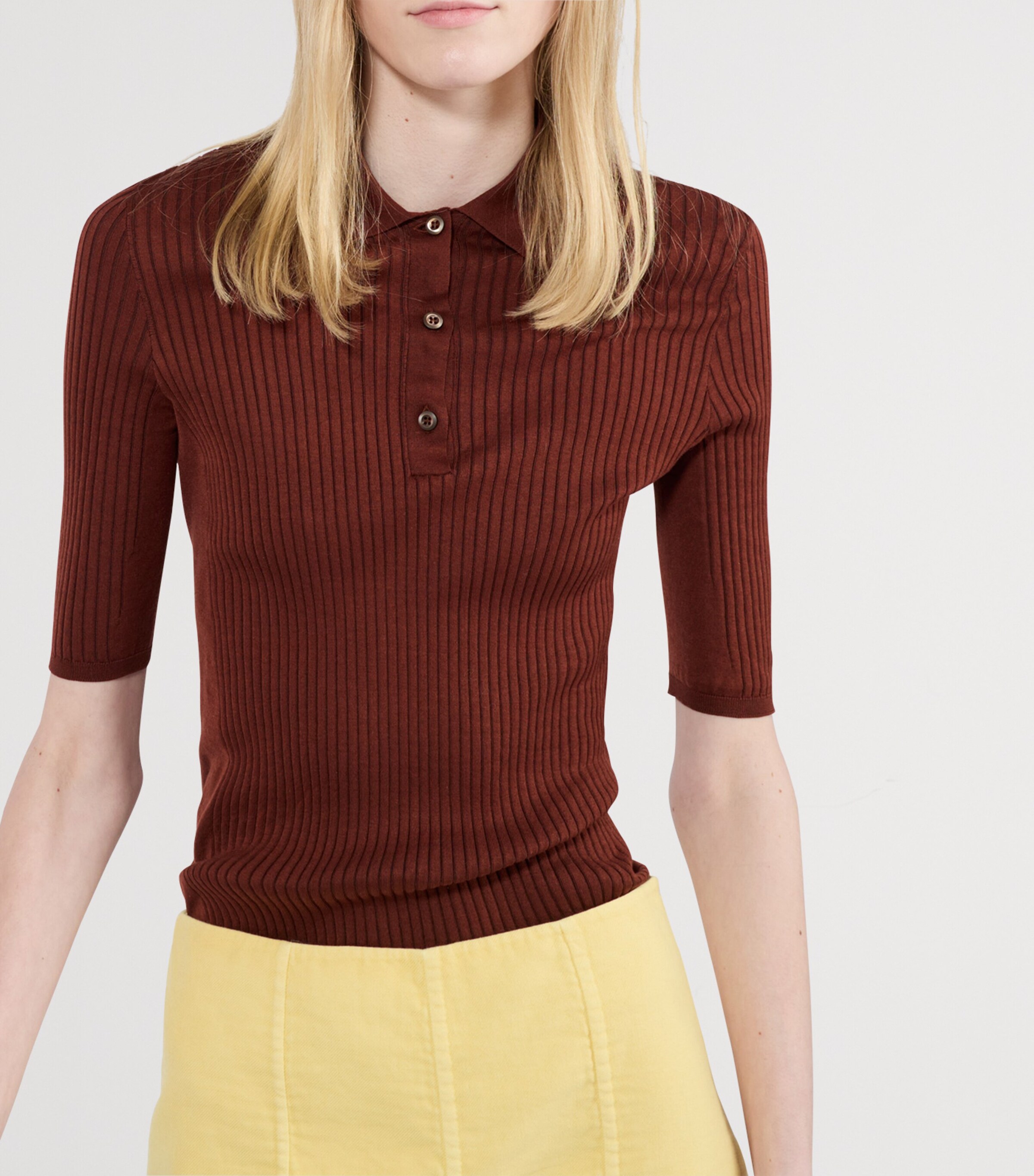 Cotton-Blend Polo Sweater F0033 Image 3