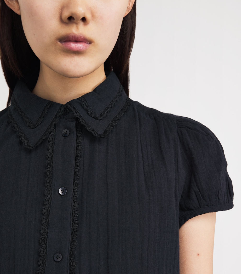 Cotton Cheesecloth Blouse NAVY Image 6