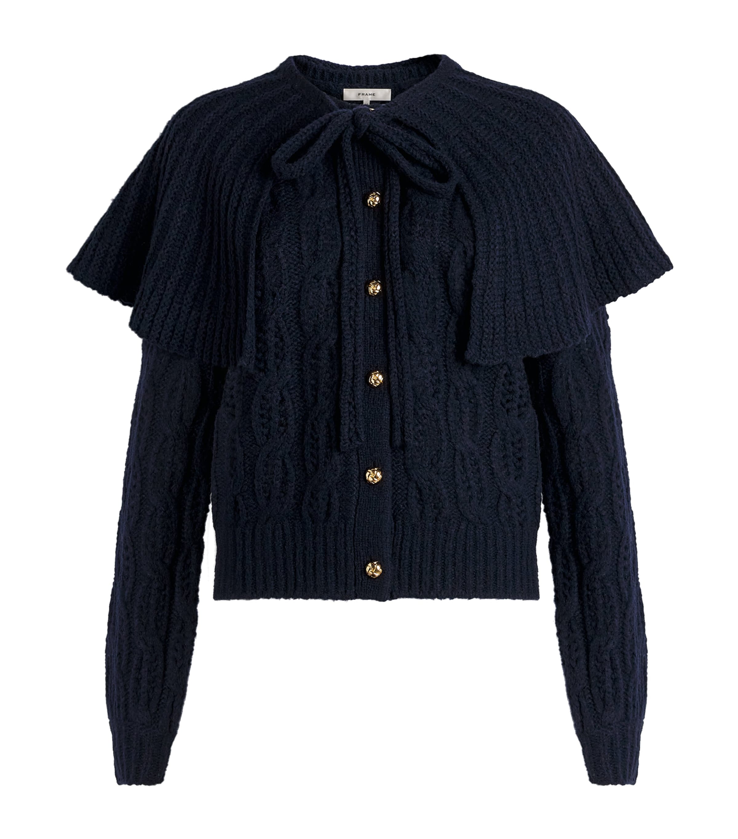 Frame Merino Wool-blend Cape Sweater In Blue