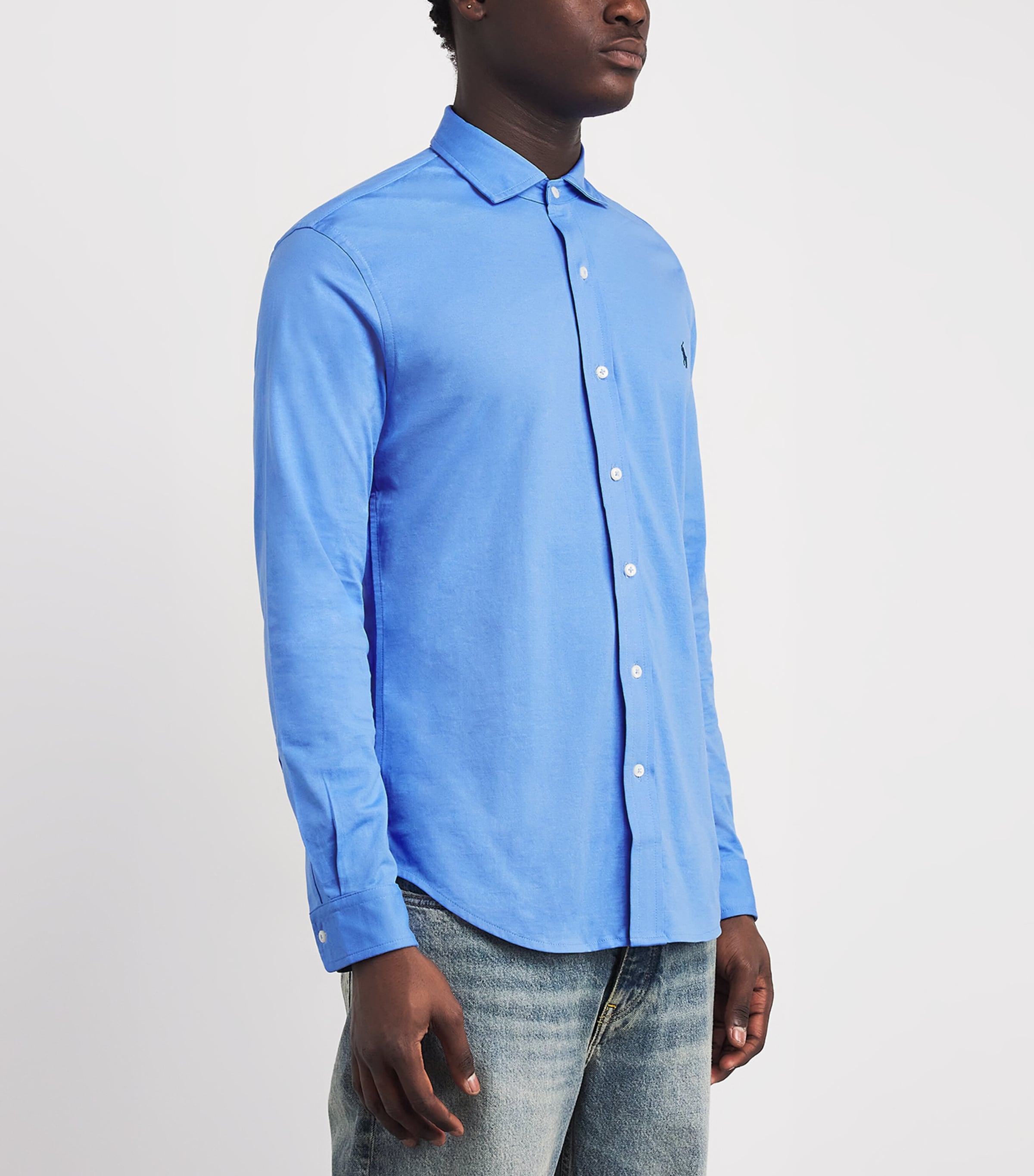Polo Ralph Lauren Mens Cotton-Jersey Shirt Blu Image 3