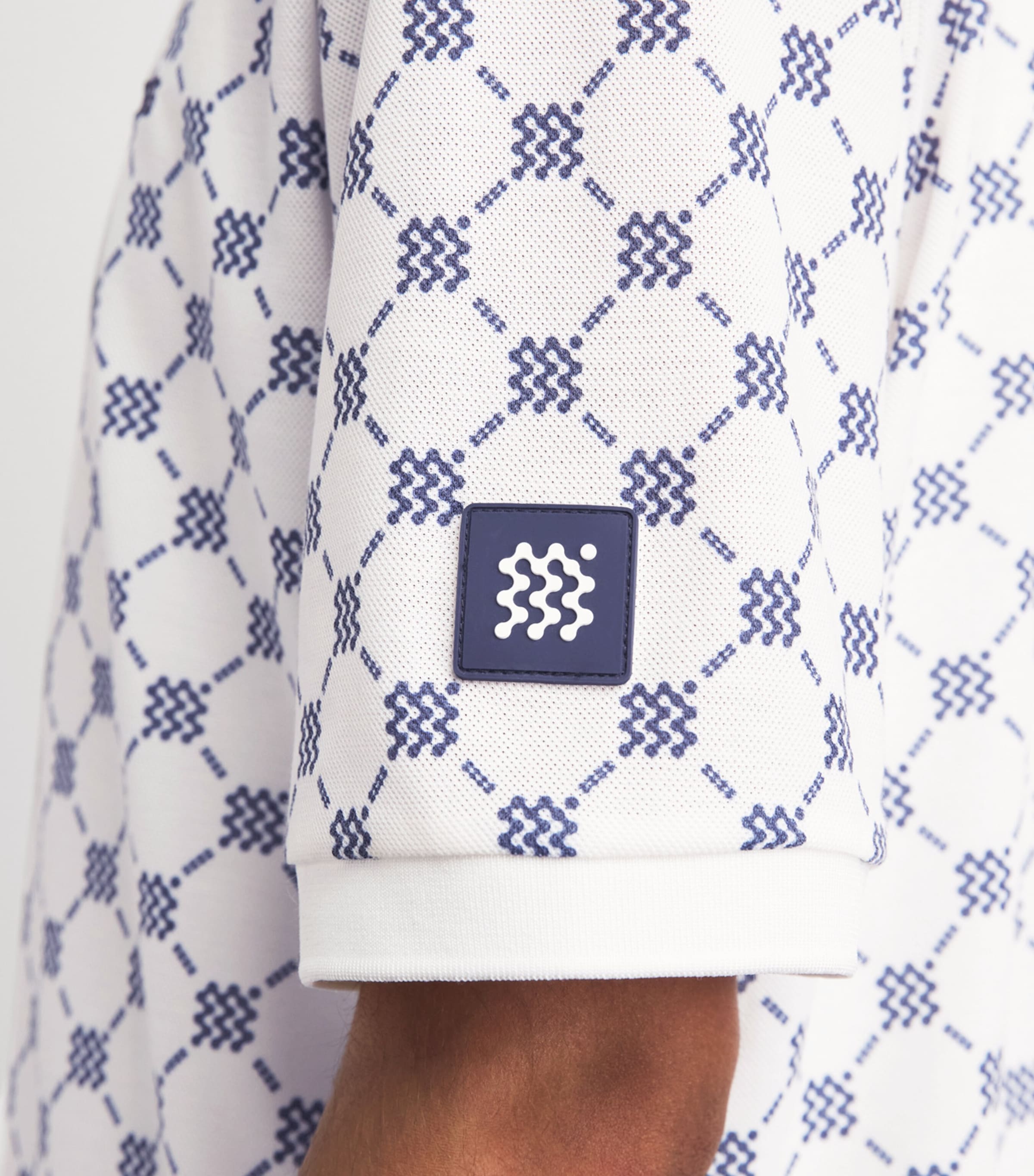 Manors Mens Piqué Monogram GOAT Polo Shirt Cream Image 3