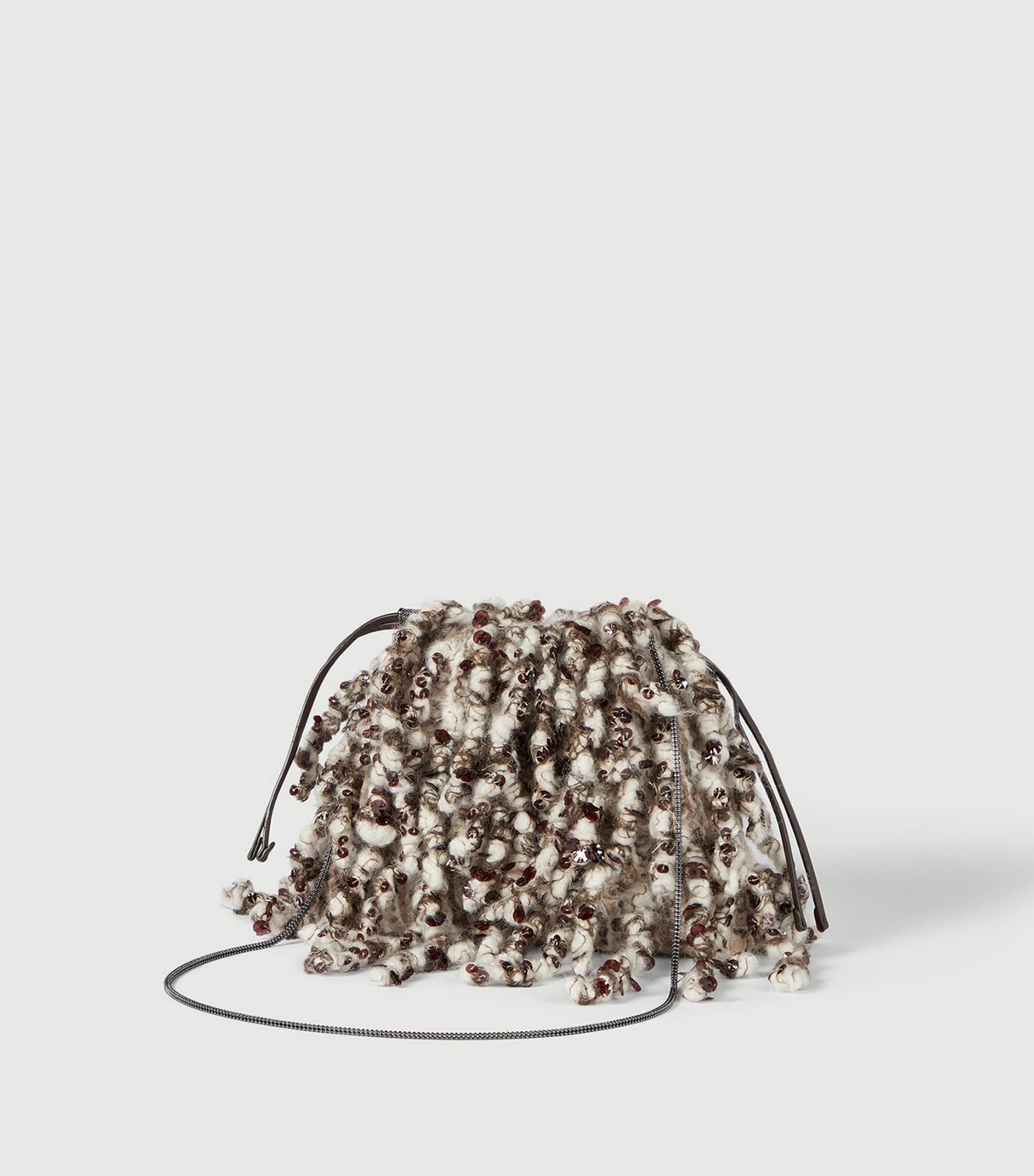 Brunello Cucinelli Leather Embroidered Dazzling Twist Pouch Bag Image 3