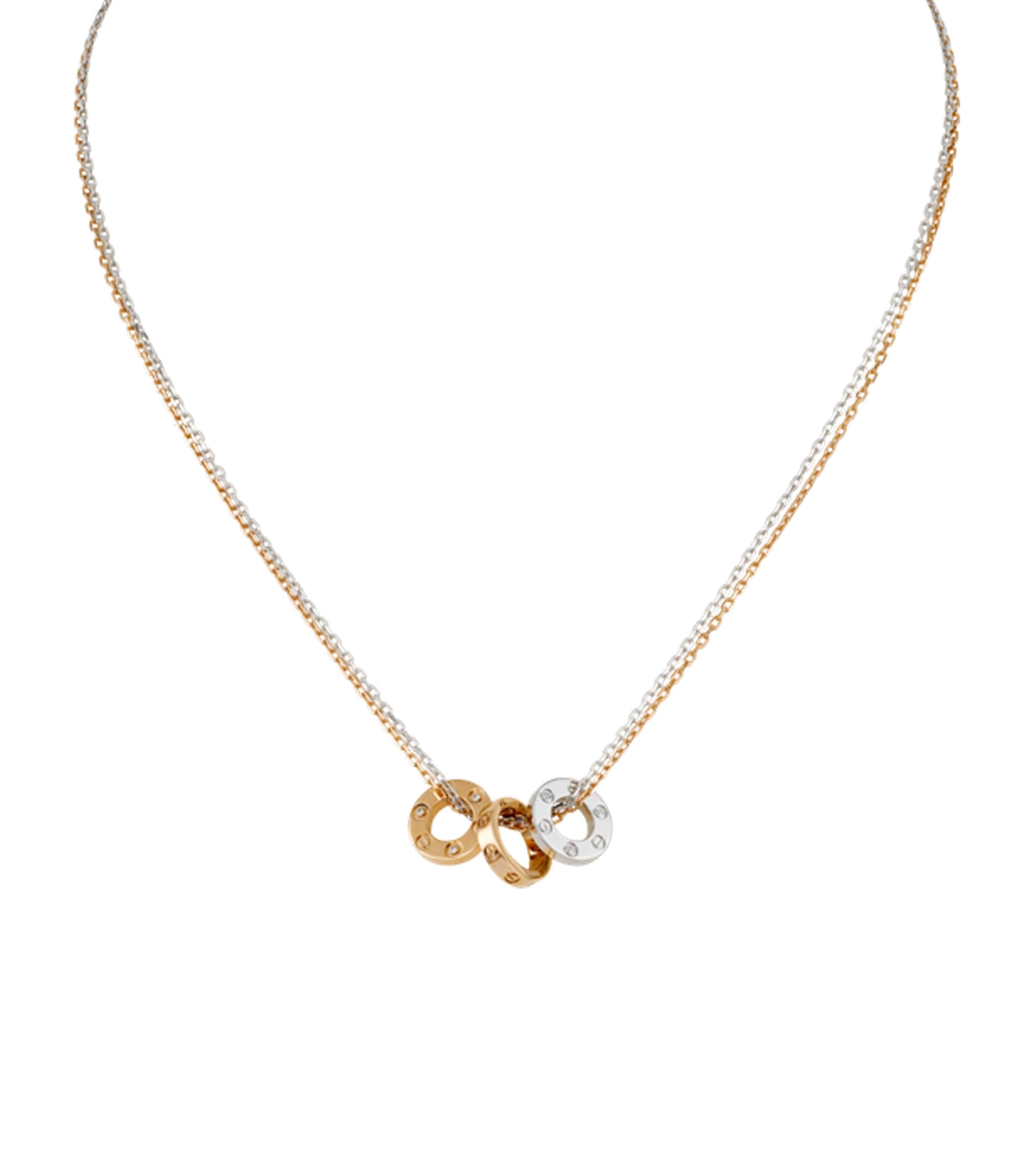 White, Rose Gold and Diamond LOVE Necklace ROSE GOLD Image 8