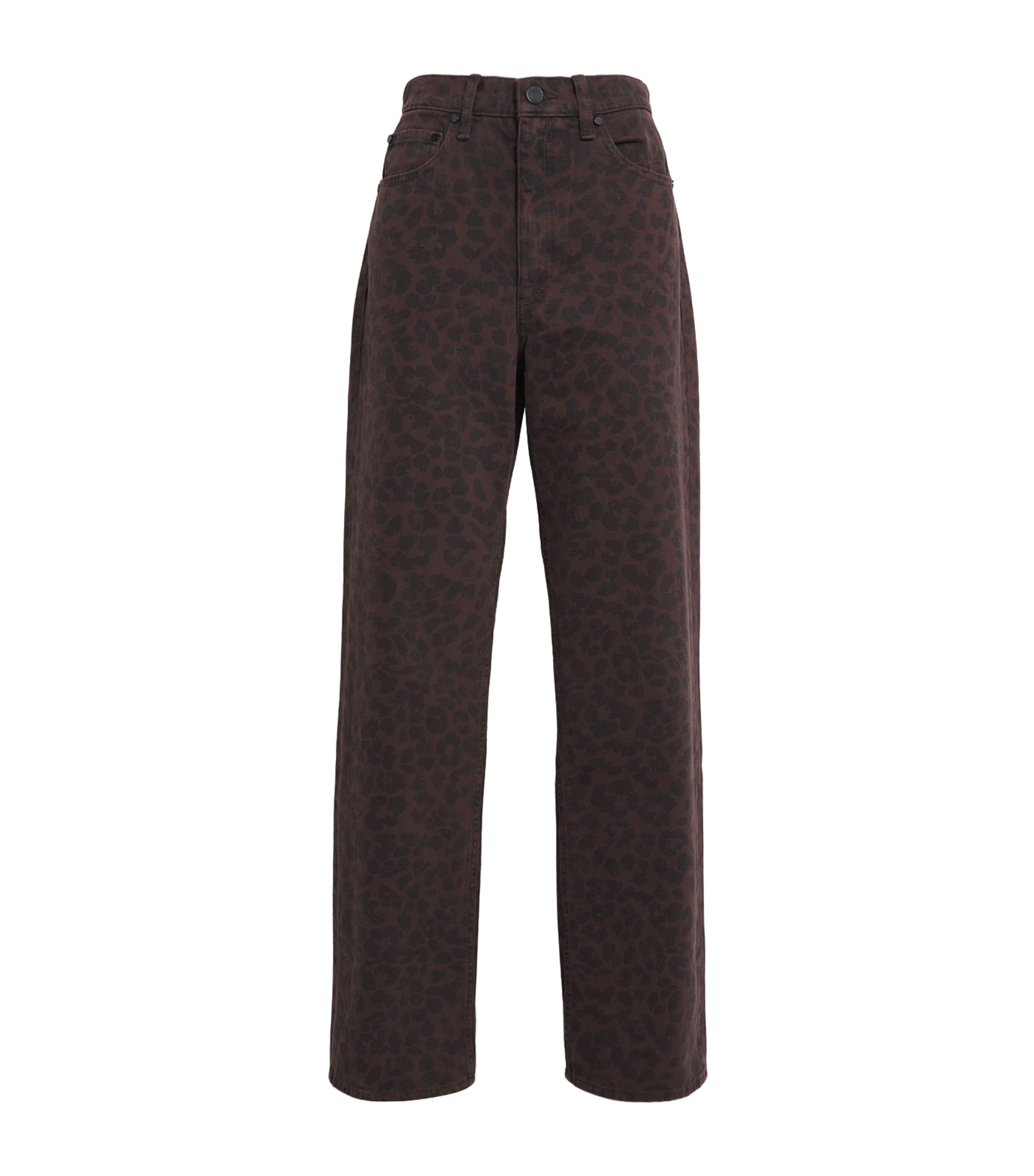 Rag & Bone Womens Leopard Shea Straight-leg Denim Trousers In Multi