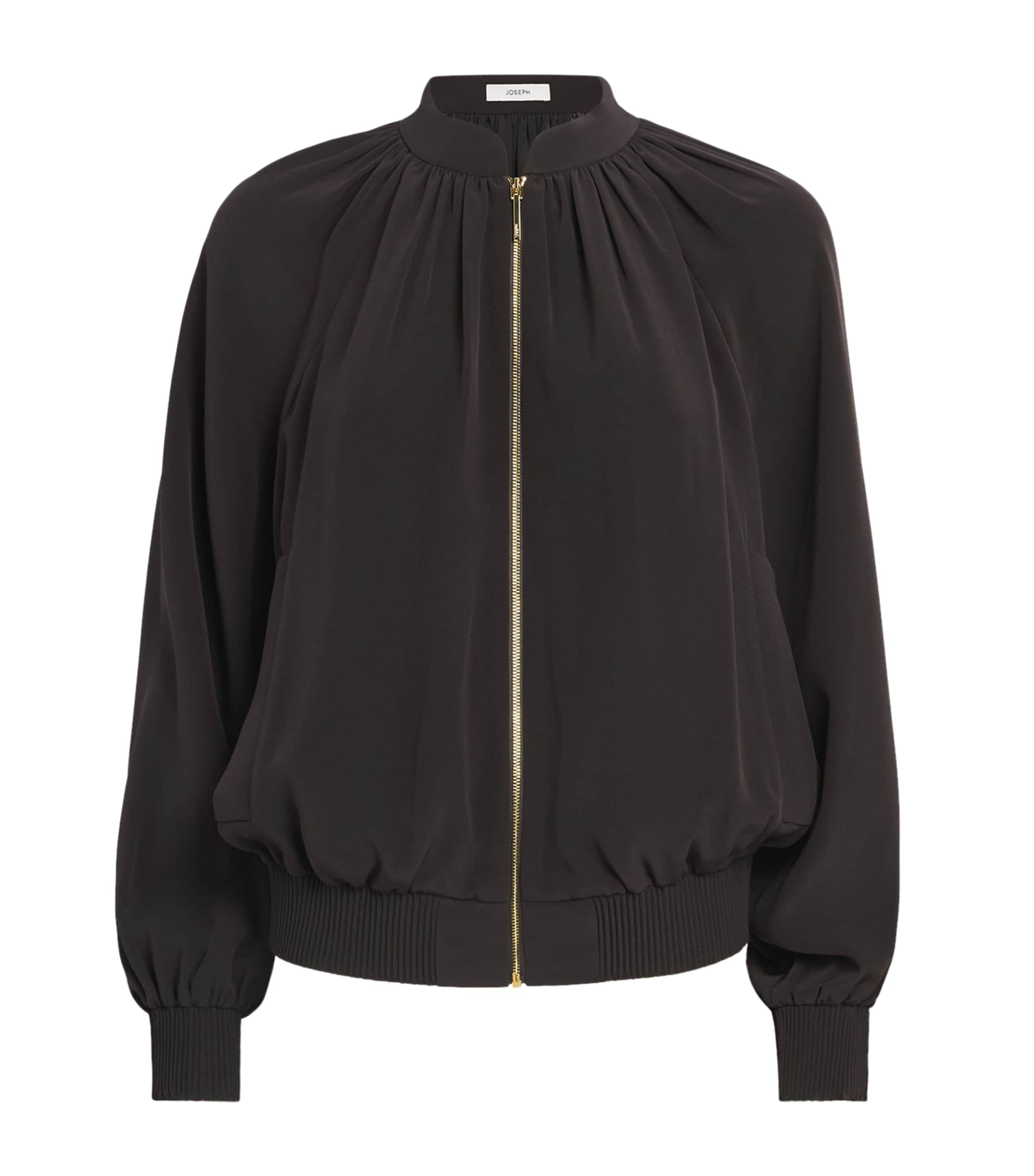 Joseph Womens Satin Mira Bomber Jacket Cocoa Image 1