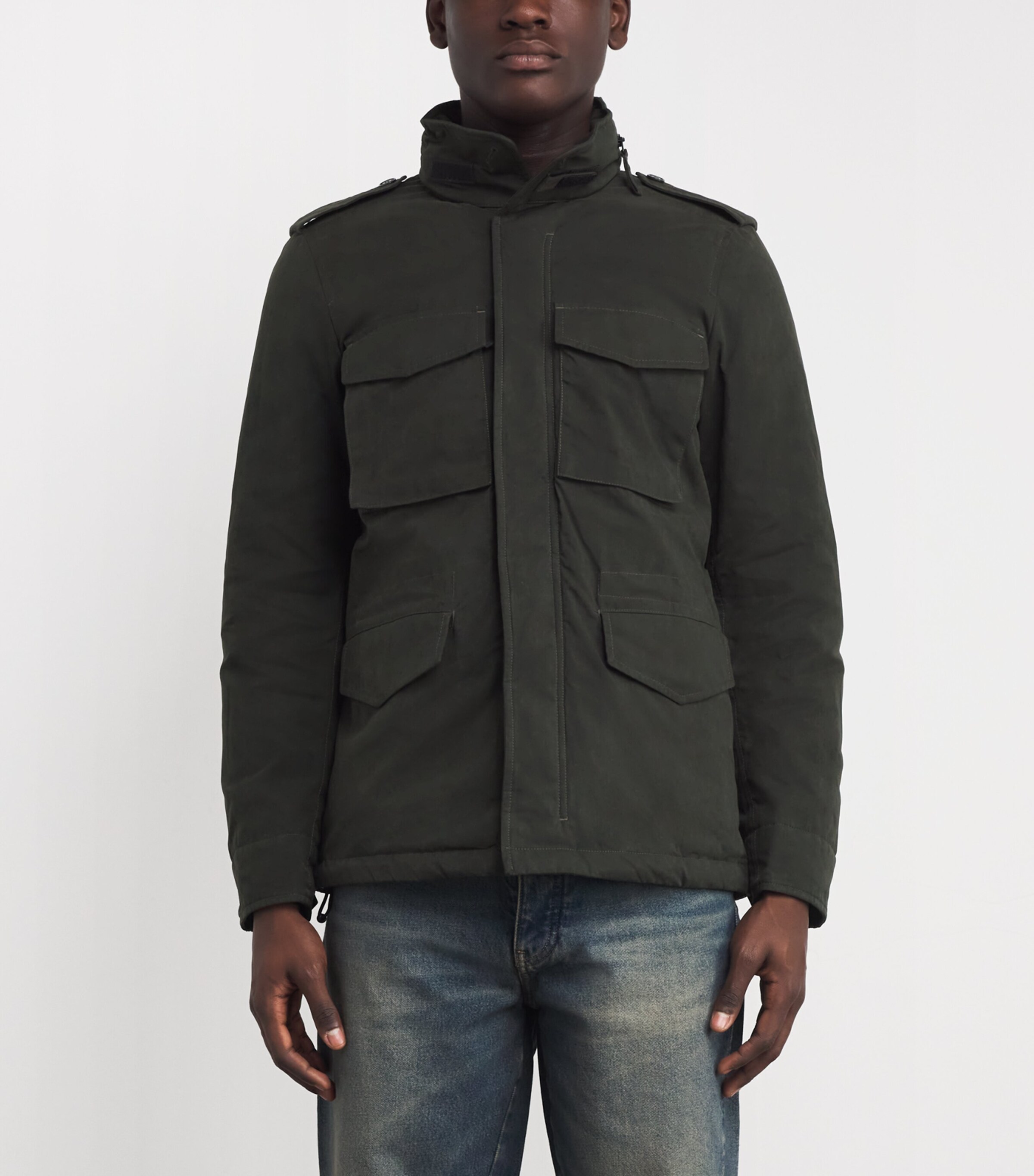 Aspesi Mens Canvas Water-Resistant Field Jacket Verdonegreen Image 3