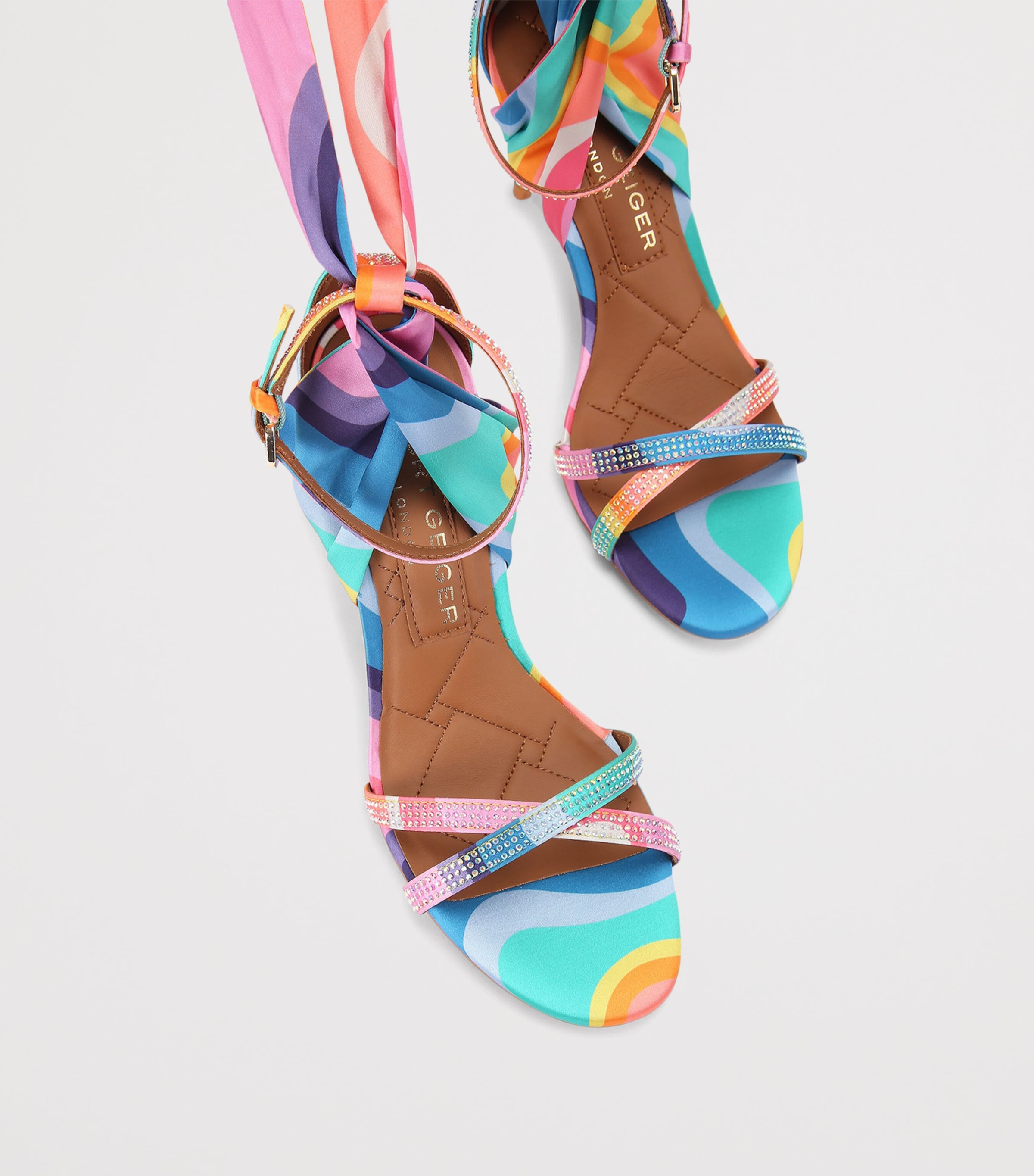 Kurt Geiger London Scarf-Accent Heeled Sandals 85 Mult/other Image 4