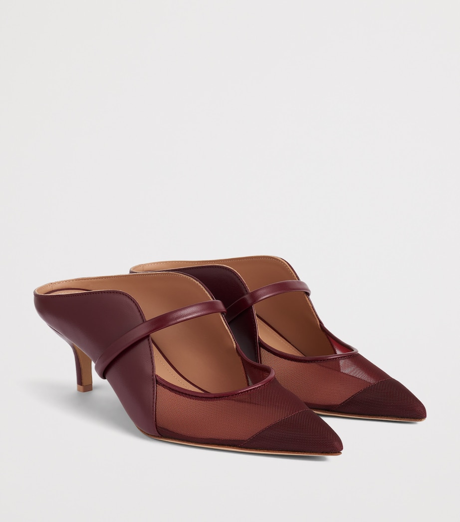 Malone Souliers Leather and Mesh Maureen Heeled Mules 45 Rosewood Image 3