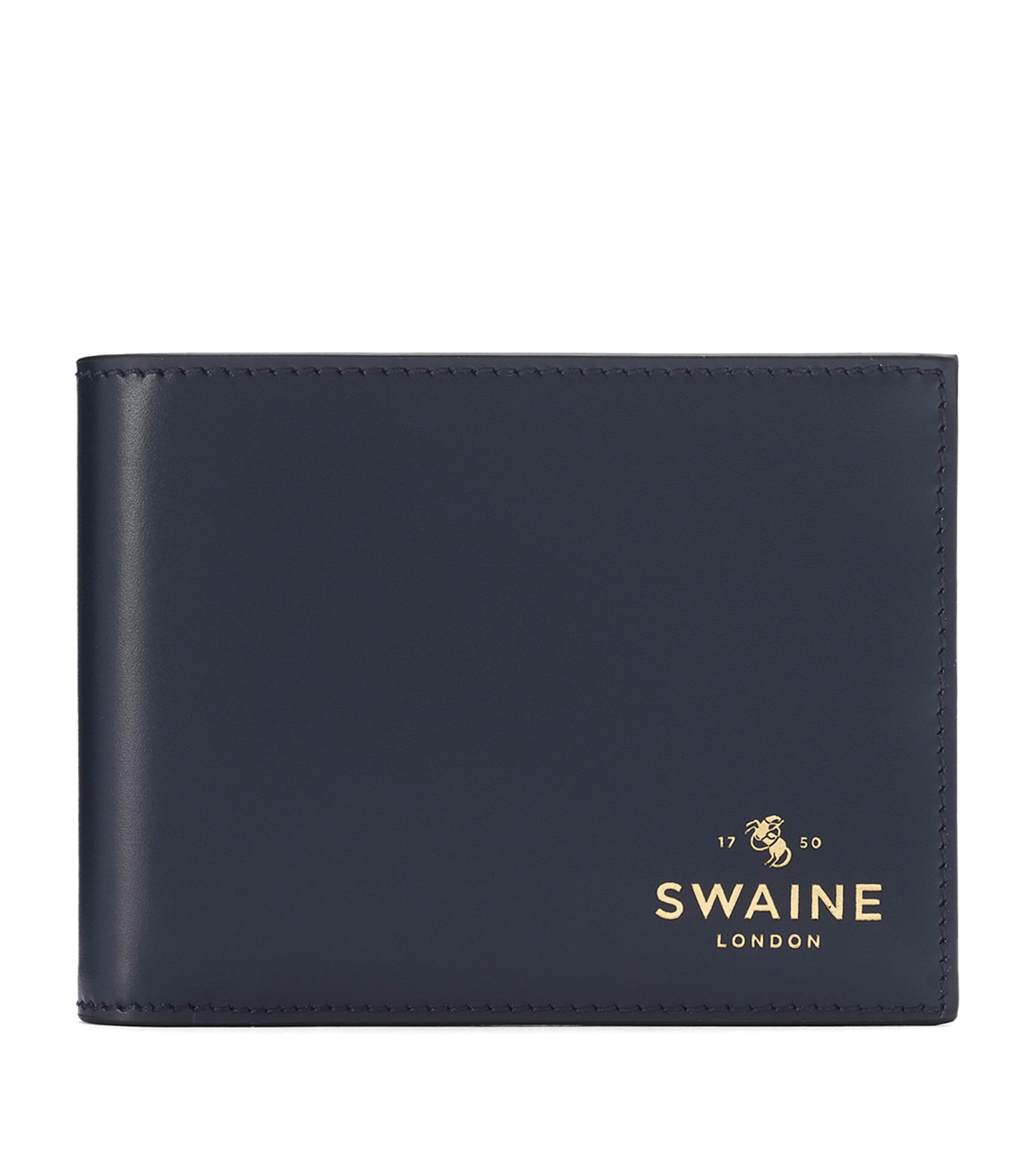Swaine Leather Bifold Wallet Navy Image 1
