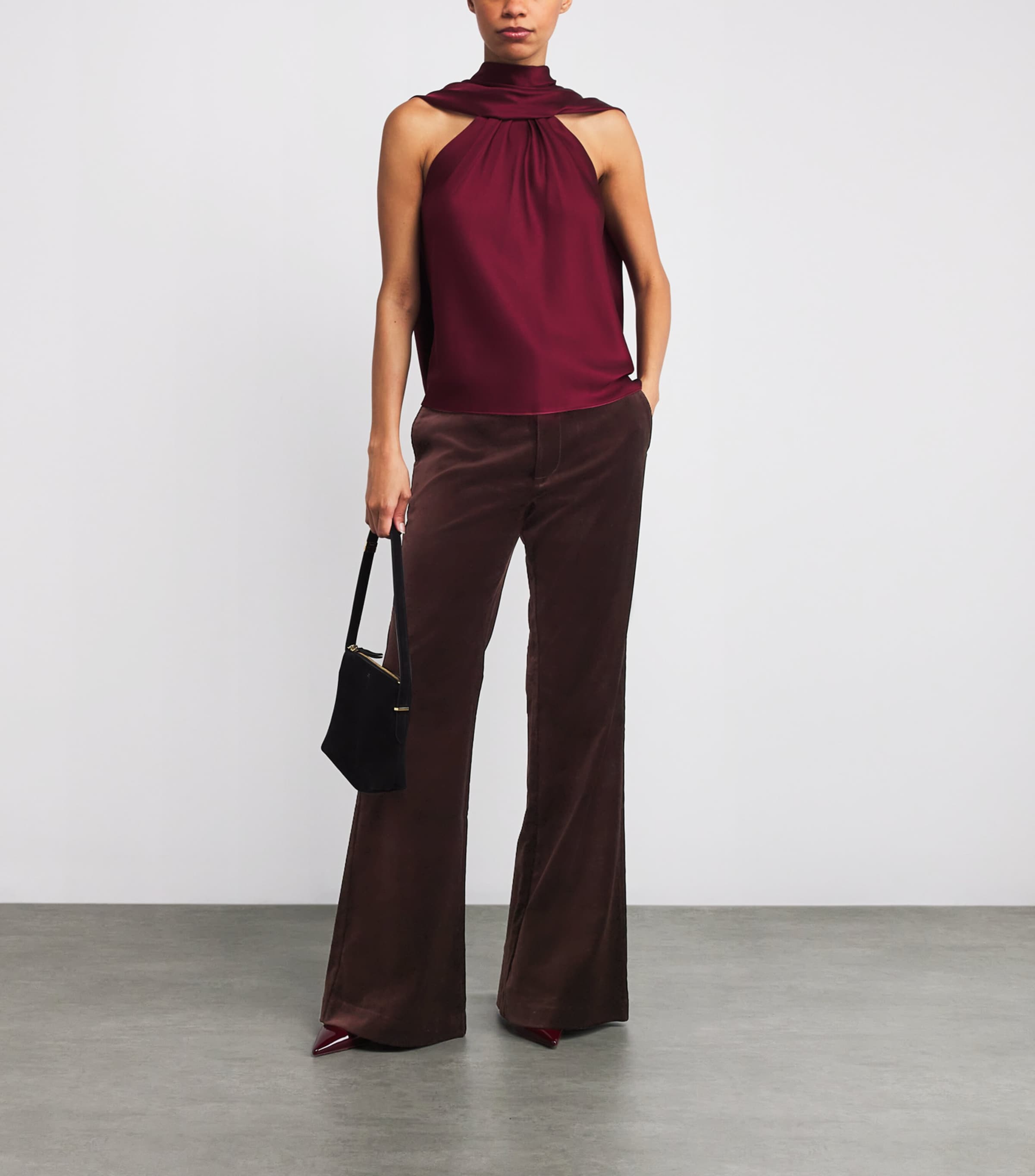 Velvet Marlow Flared Trousers AUBERGINE Image 2