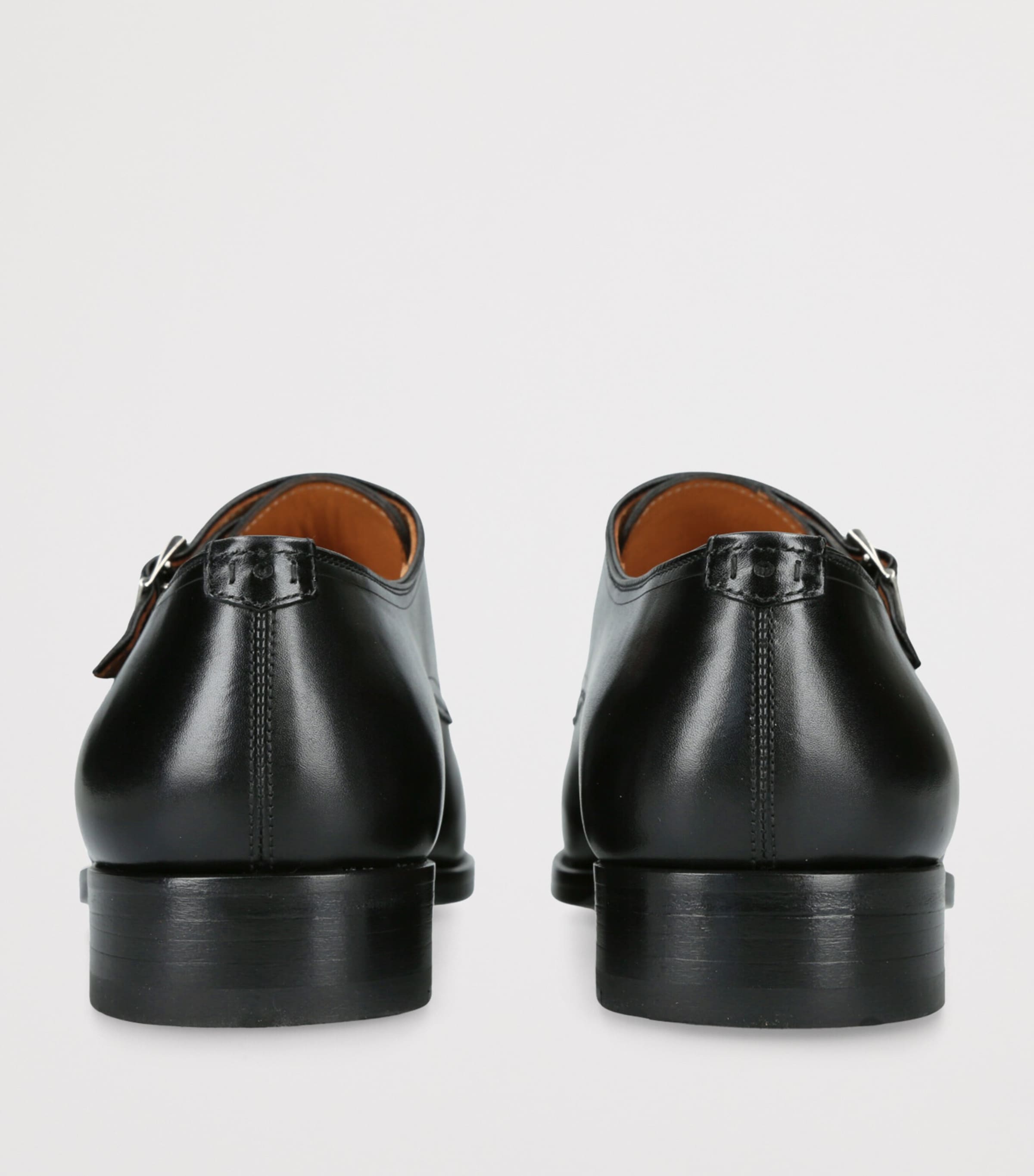Leather Double Monk Shoes BLACK Image 2