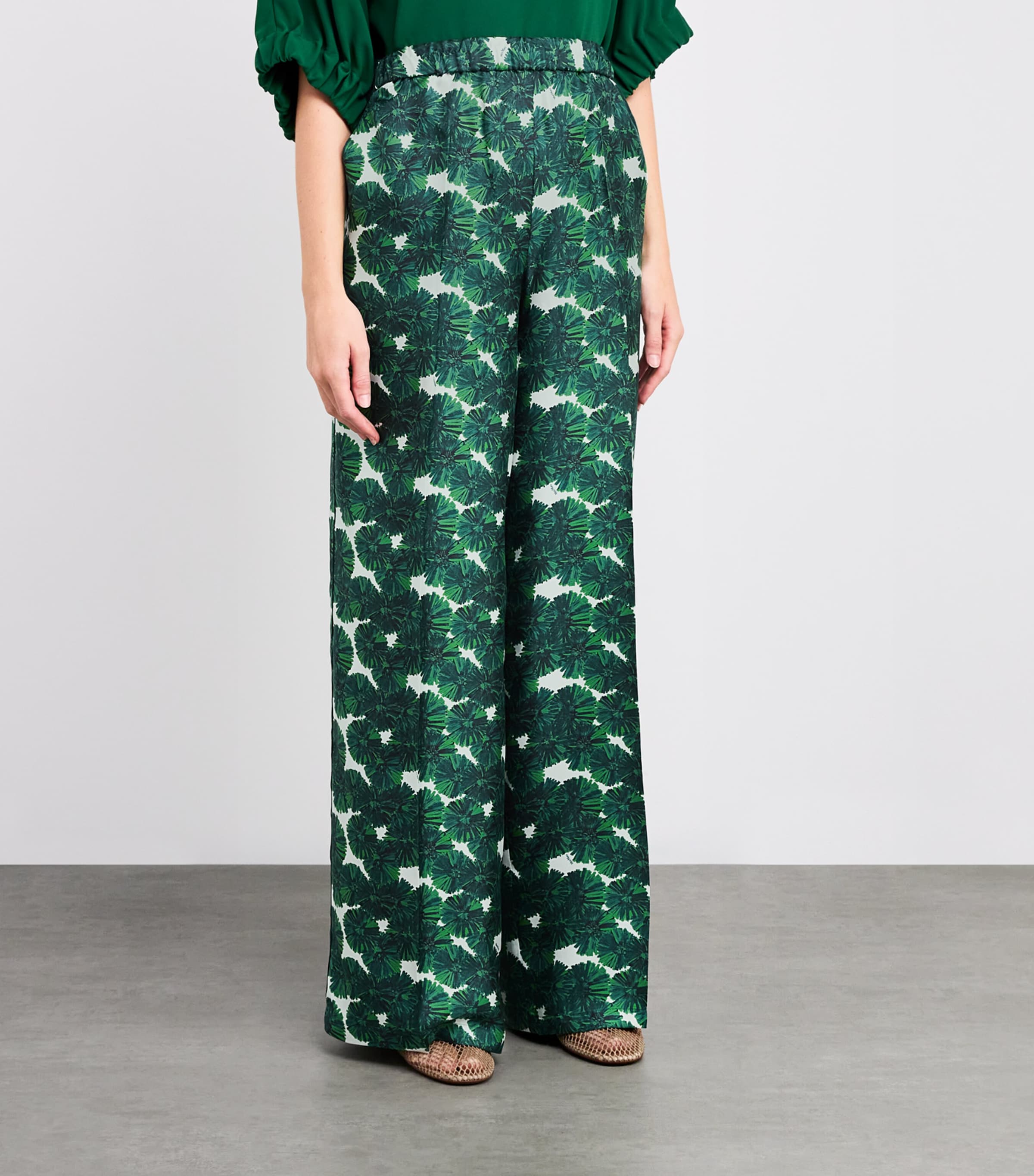 Silk Printed Trousers EMERALD Image 3