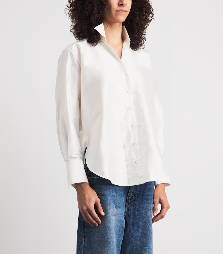 Sandro Paris Womens Silk Satin Oversized Shirt White Image 4
