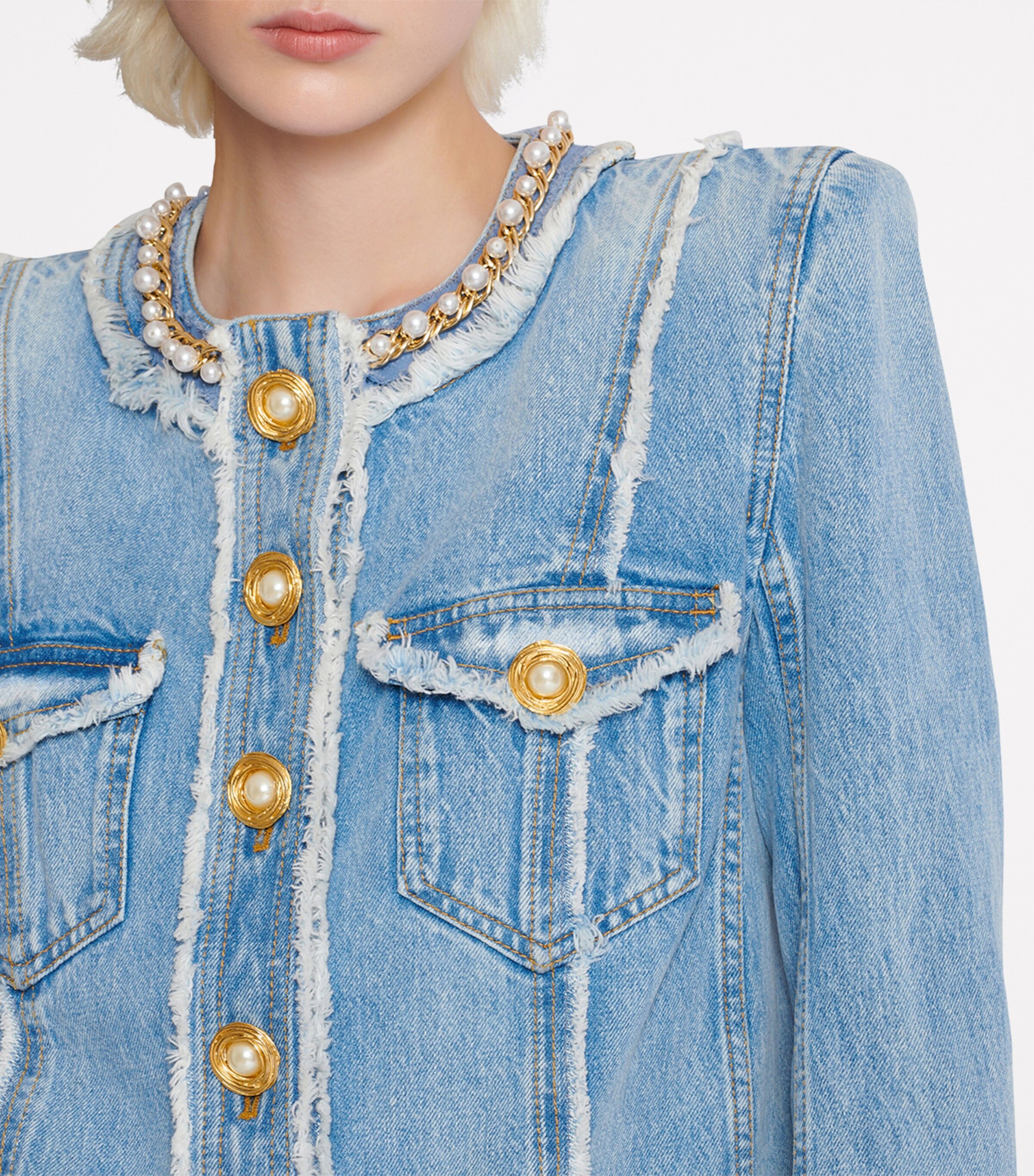 Denim Embellished Jacket SPS BLUE Image 8