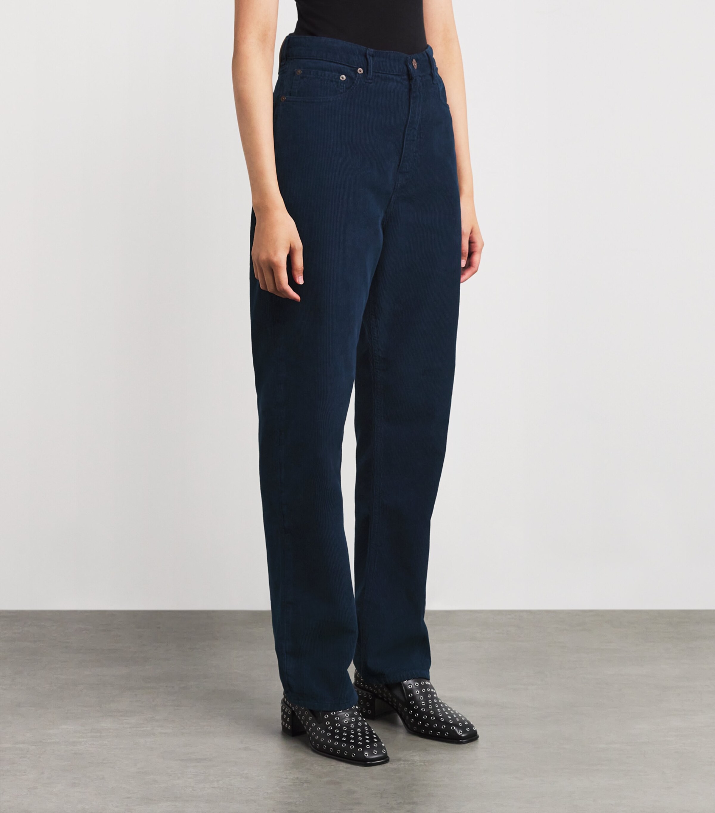 Corduroy Alina High-Rise Wide-Leg Trousers 9570 INDGO GRMNT DYE Image 3