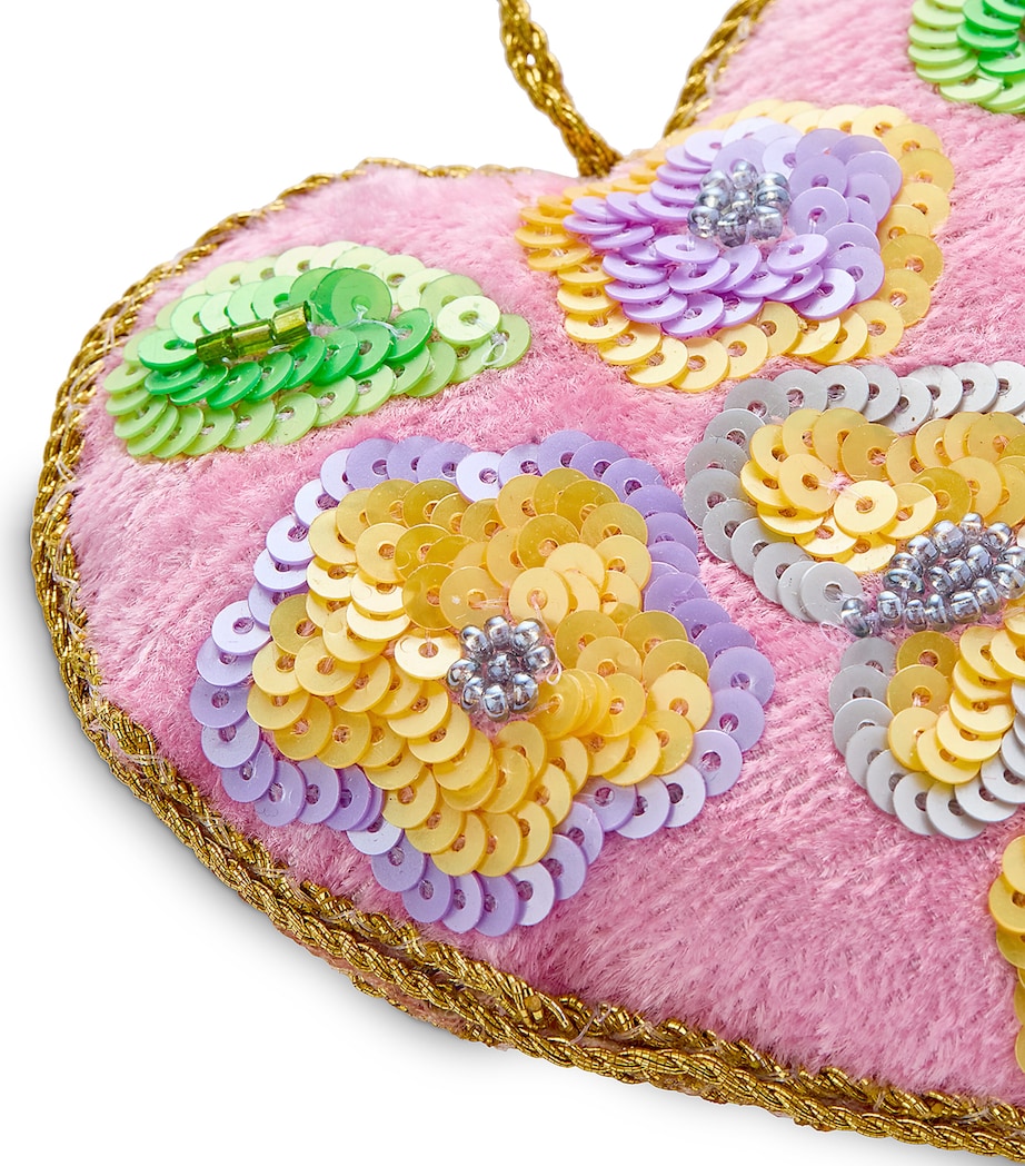 Sequinned Heart Tree Decoration PINK Image 2
