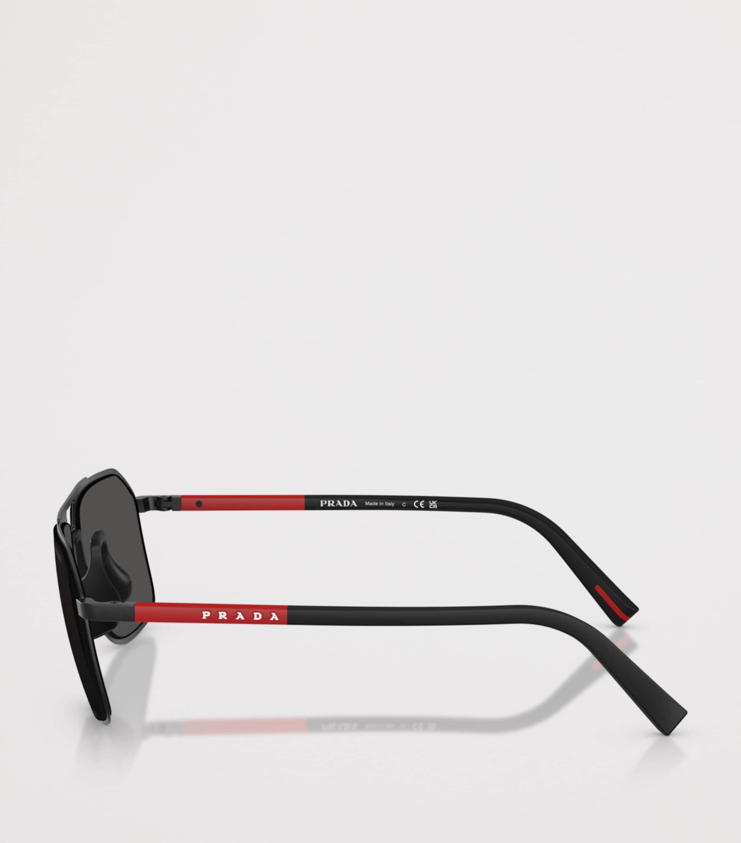 Prada Linea Rossa Metal PR B51S Pilot Sunglasses Black Image 3