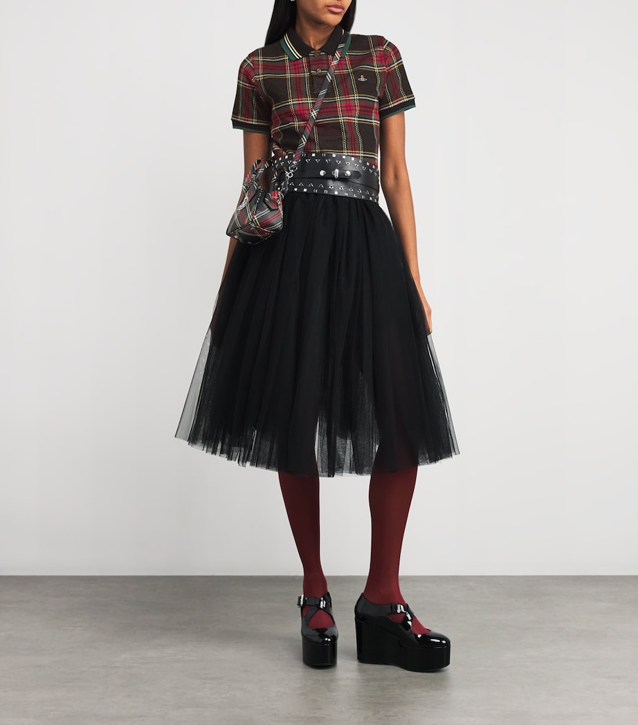 Cotton Tartan Polo Shirt N204 RED/GREEN Image 2