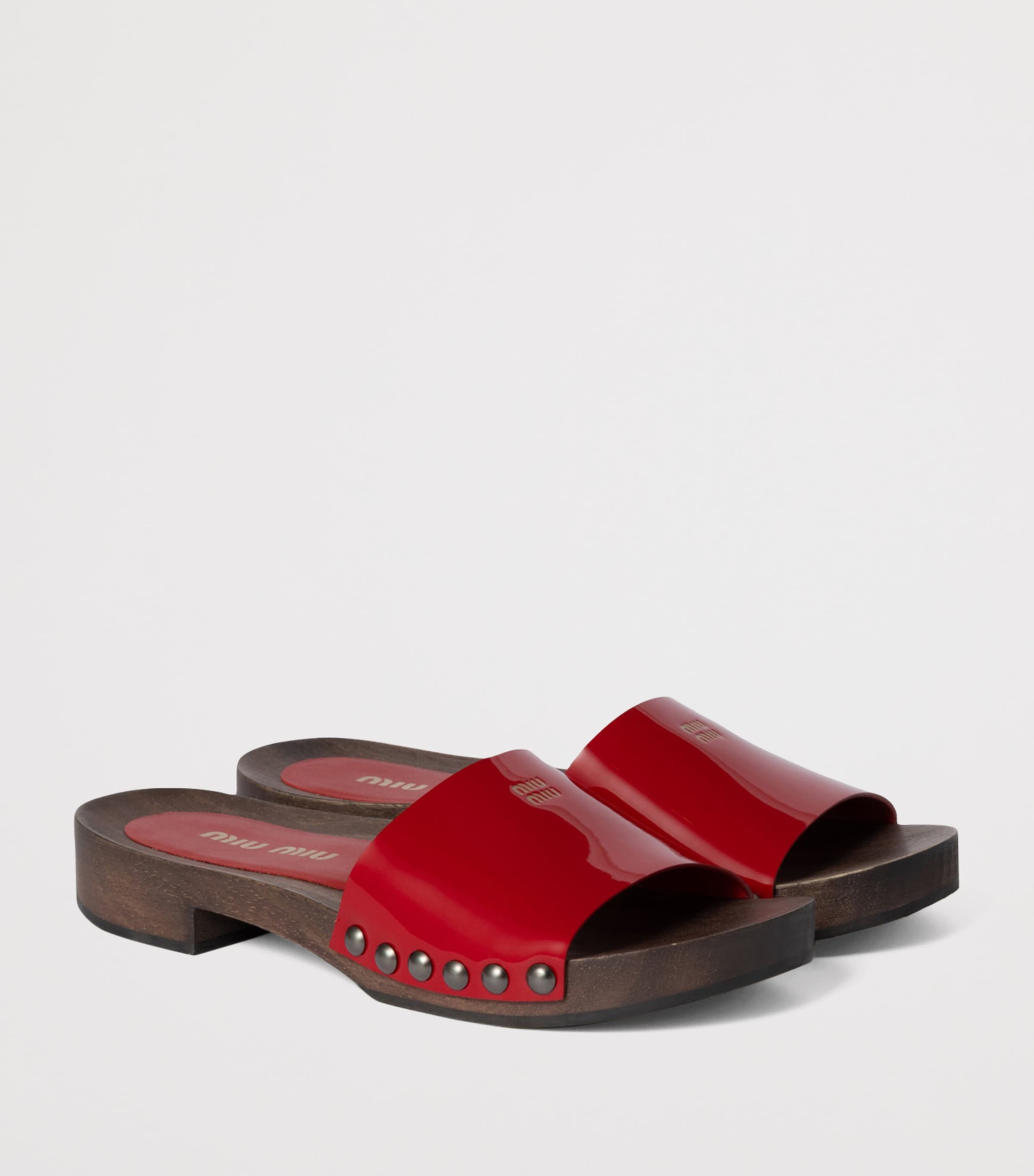 Miu Miu Red Patent Leather Clogs | Harrods UK