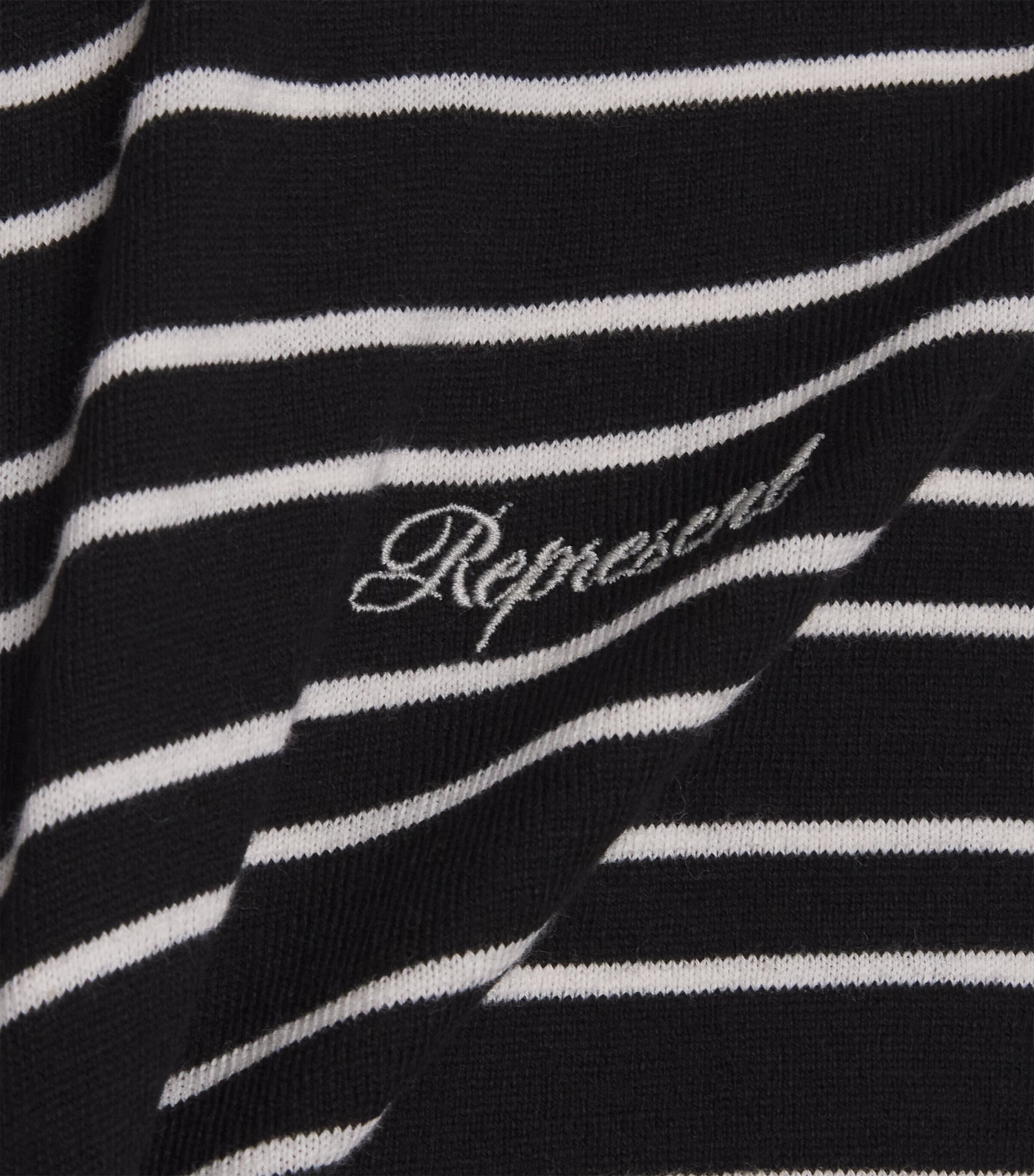 Represent Mens Cotton Stripe Polo Shirt Jet Black Image 6
