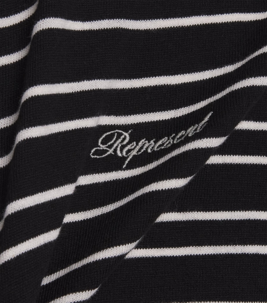 Represent Mens Cotton Stripe Polo Shirt Jet Black Image 6