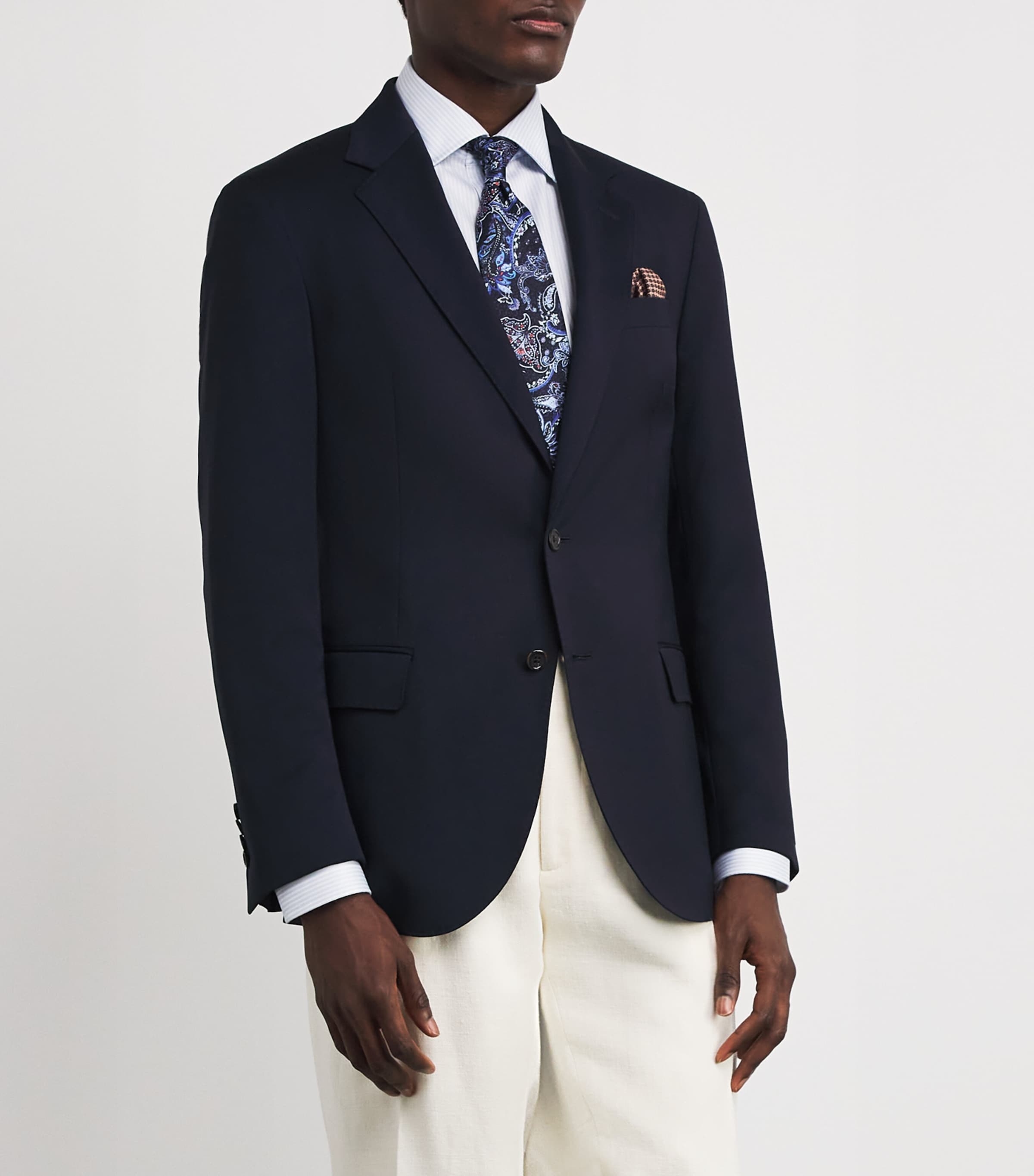 Silk Jacquard Pocket Square NAVY Image 2