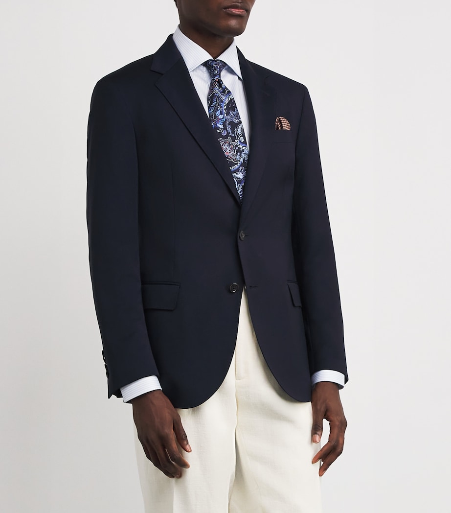 Silk Jacquard Pocket Square NAVY Image 2