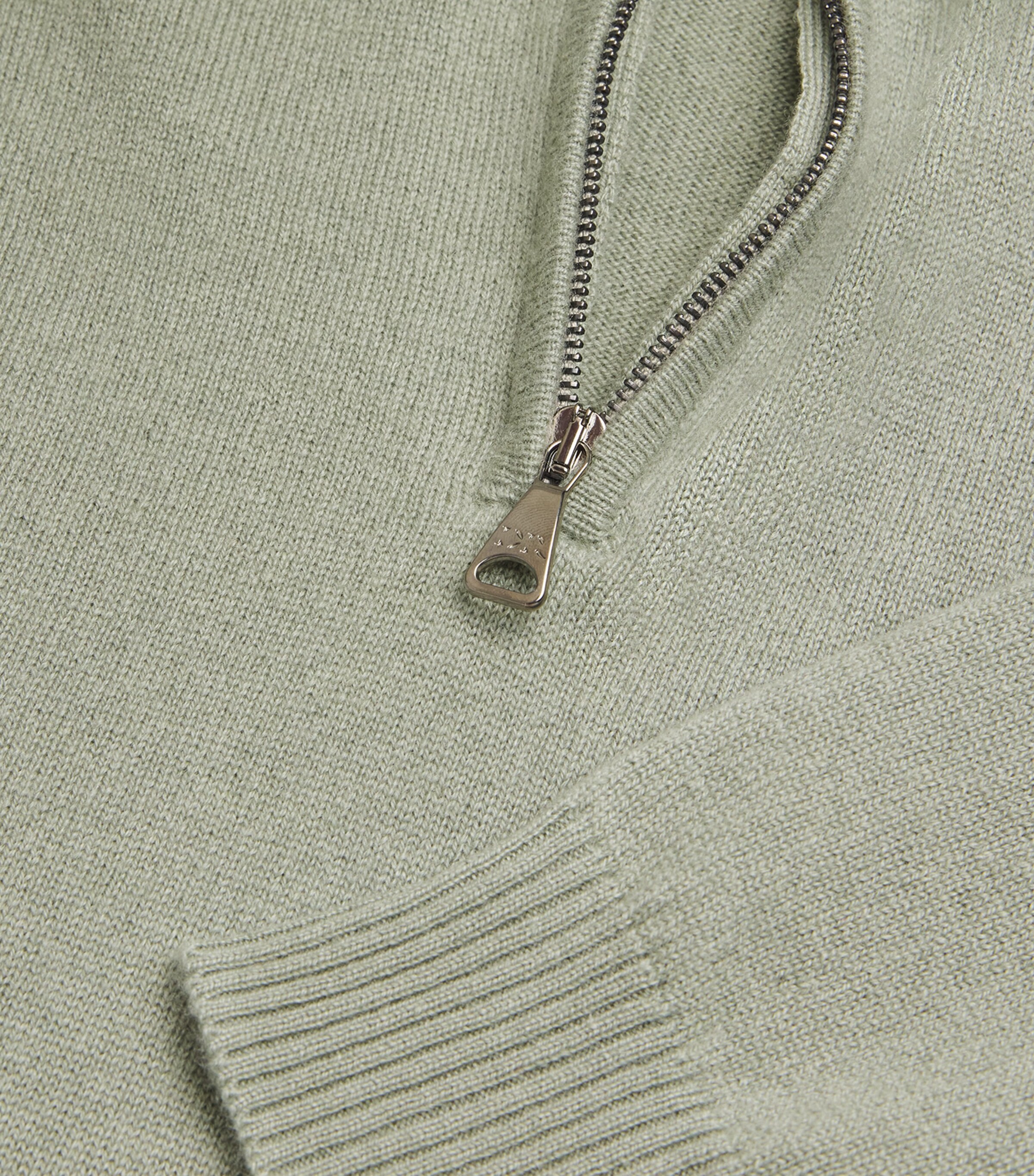 Derek Rose Mens Cashmere Quarter-Zip Sweater Green Image 5