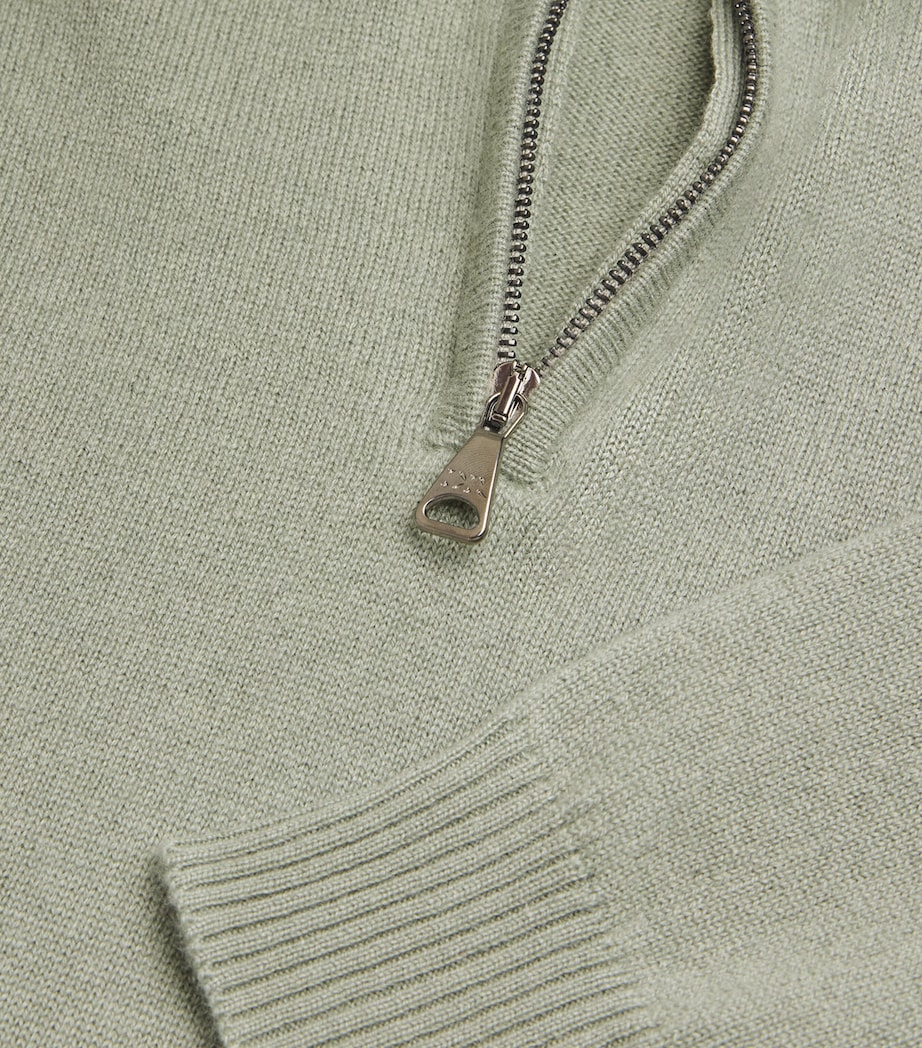 Cashmere Quarter-Zip Sweater GREEN Image 5