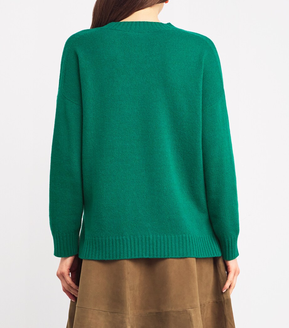 Wool-Blend V-Neck Sweater GREEN Image 4