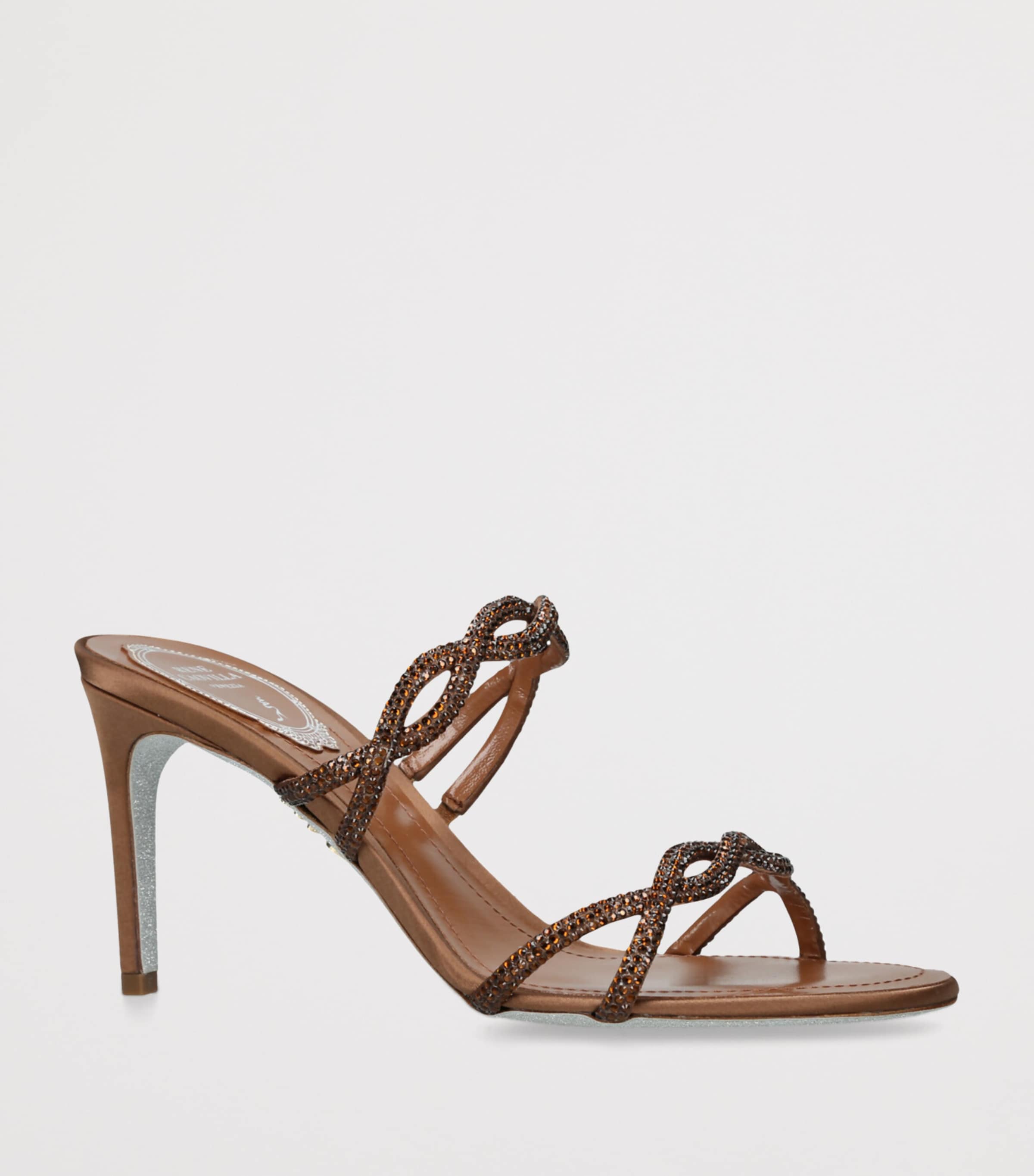 Satin Crystal Sandals 80 BROWN/OTH Image 3