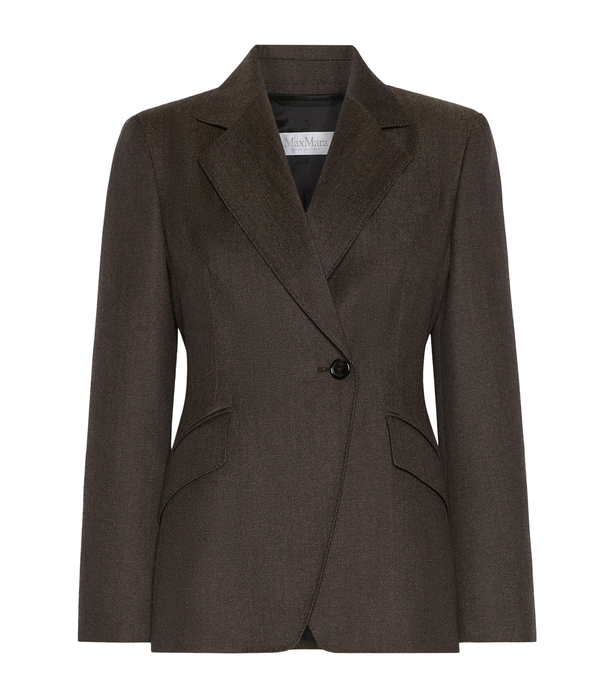 Max Mara Womens Wool Diagonal-Front Blazer Black Image 1