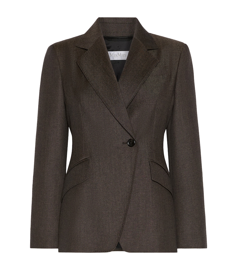 Max Mara Womens Wool Diagonal-Front Blazer Black Image 1