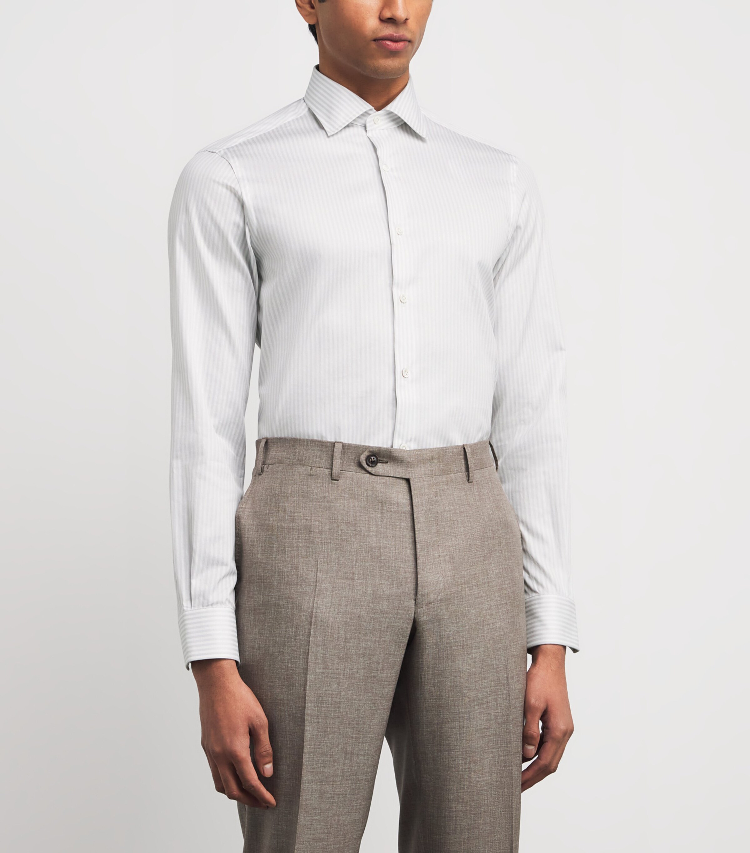 Cotton Stripe Shirt 21 LIGHT GREY Image 3