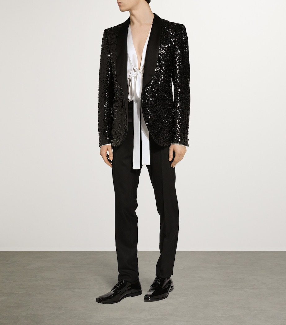 Dolce&Gabbana Mens Silk Pussybow Shirt Optical White Image 4