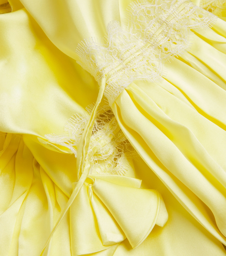 Silk Lace-Trim Long Robe BUTTERMILK/WHIT Image 5