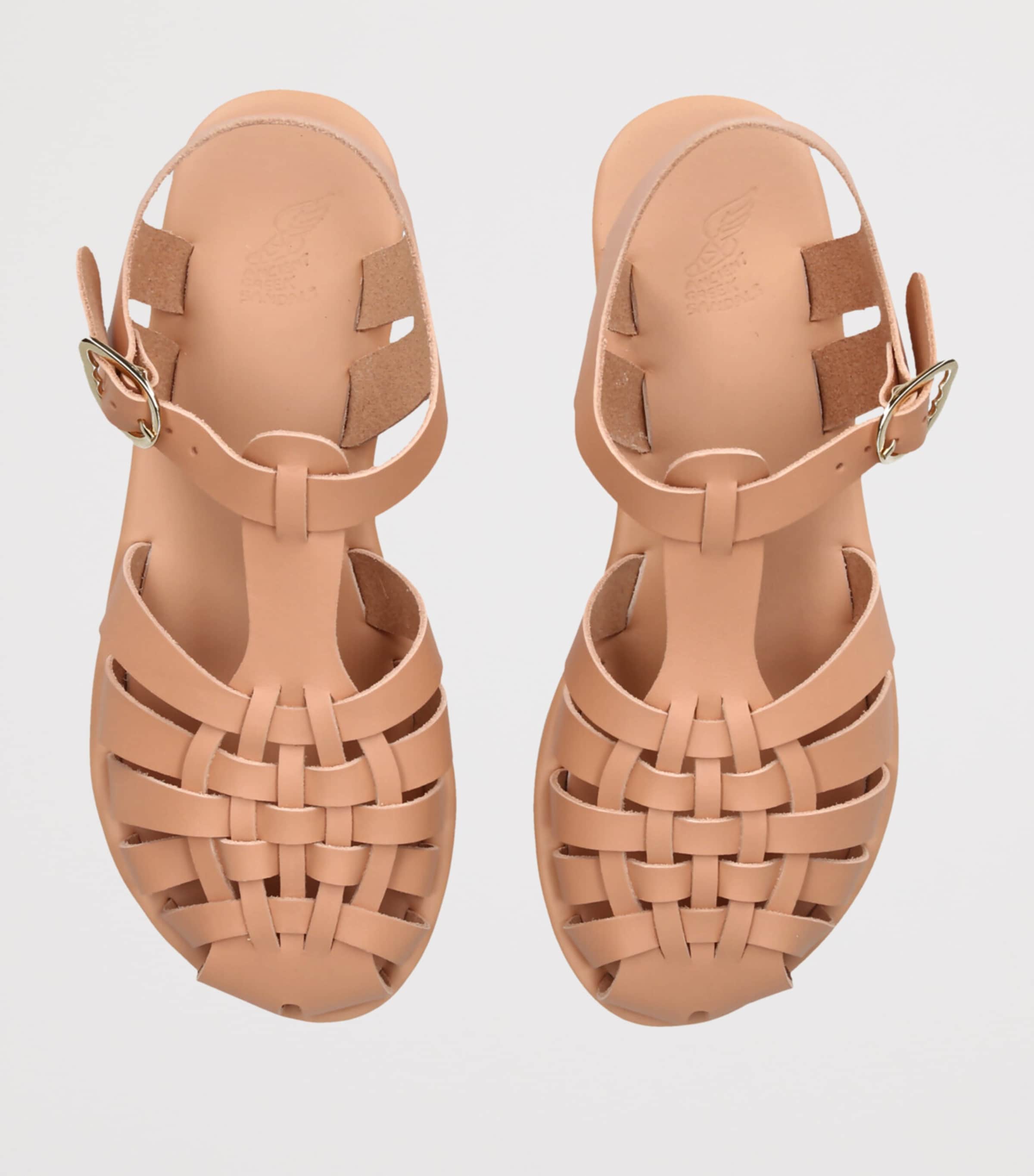 Ancient Greek Sandals Leather Karina Fisherman Sandals Beige Image 6