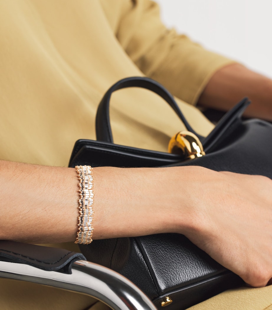 Suzanne Kalan Rose Gold and Diamond Classic Three-Row Cuff Rg/wd Image 3